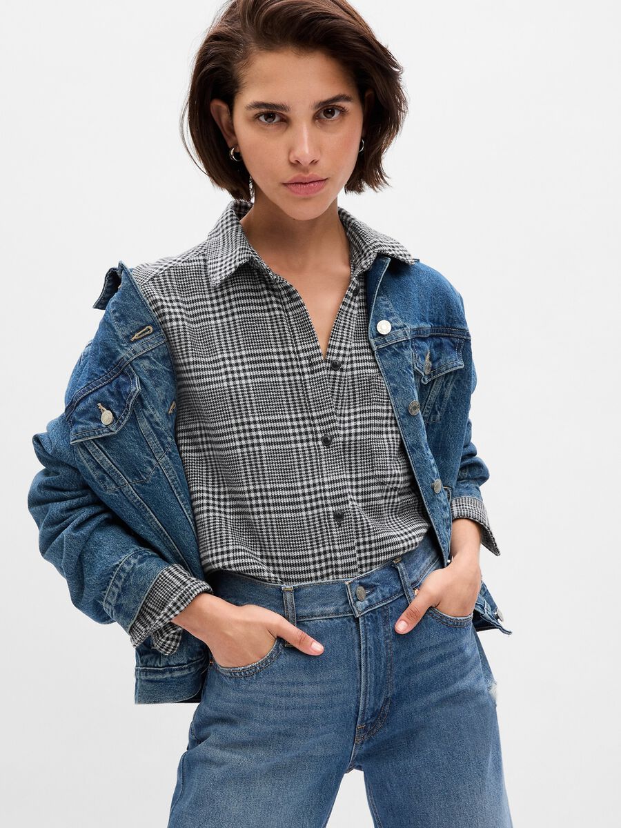 Oversized shirt in patterned flannel Woman_0