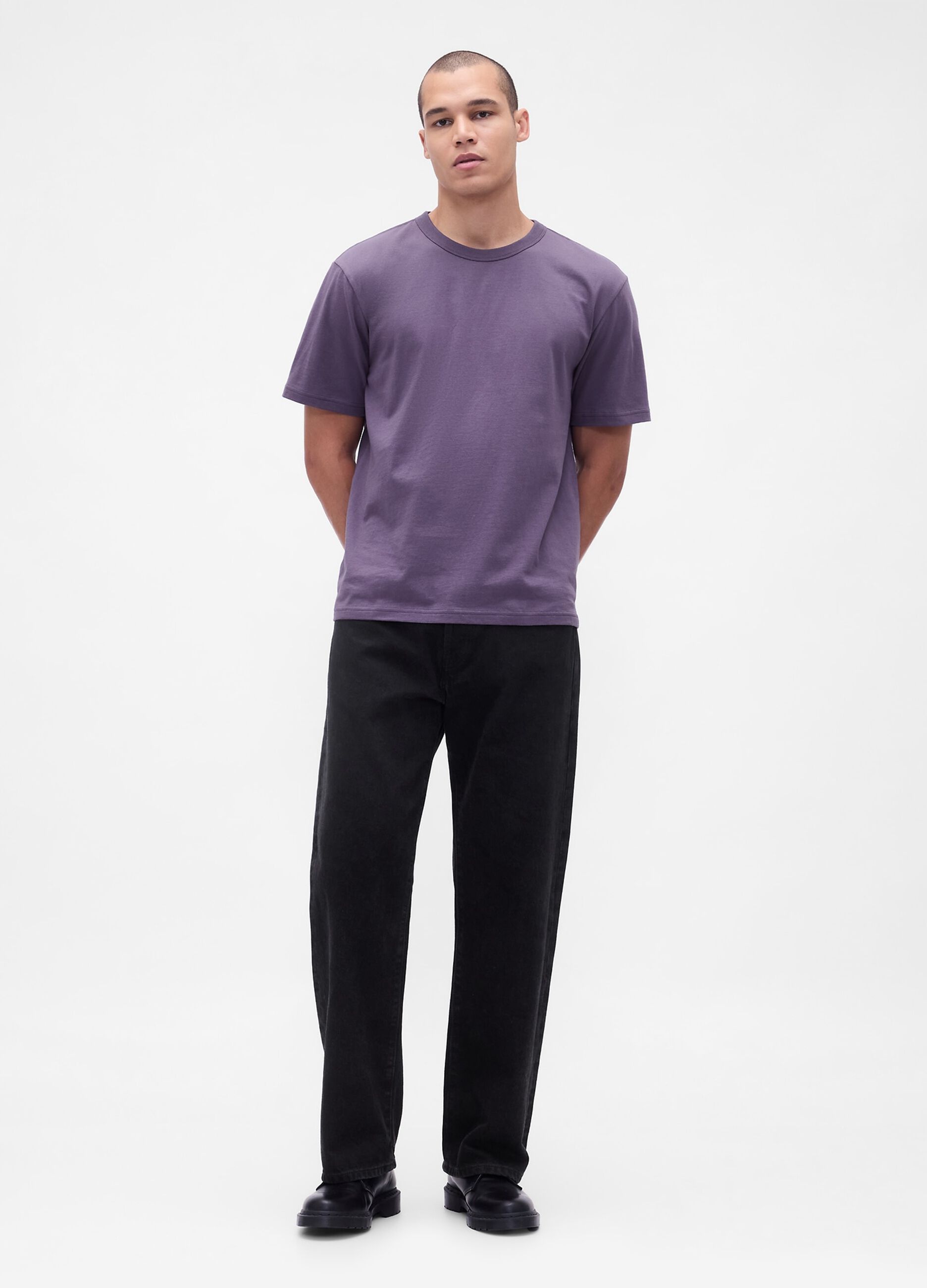 T-shirt viola a maniche corte in cotone_2