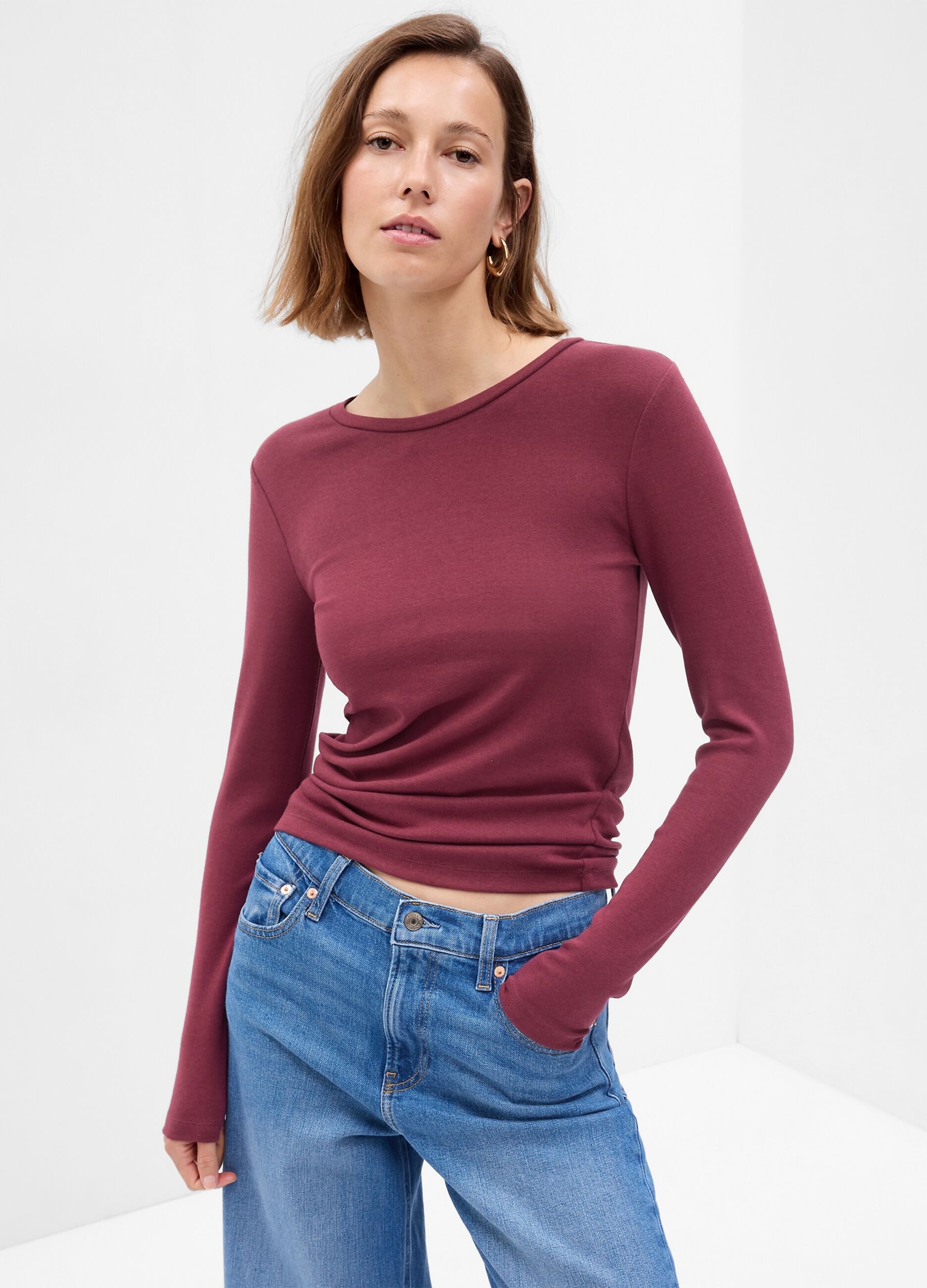 Long-sleeved T-shirt in cotton and modal