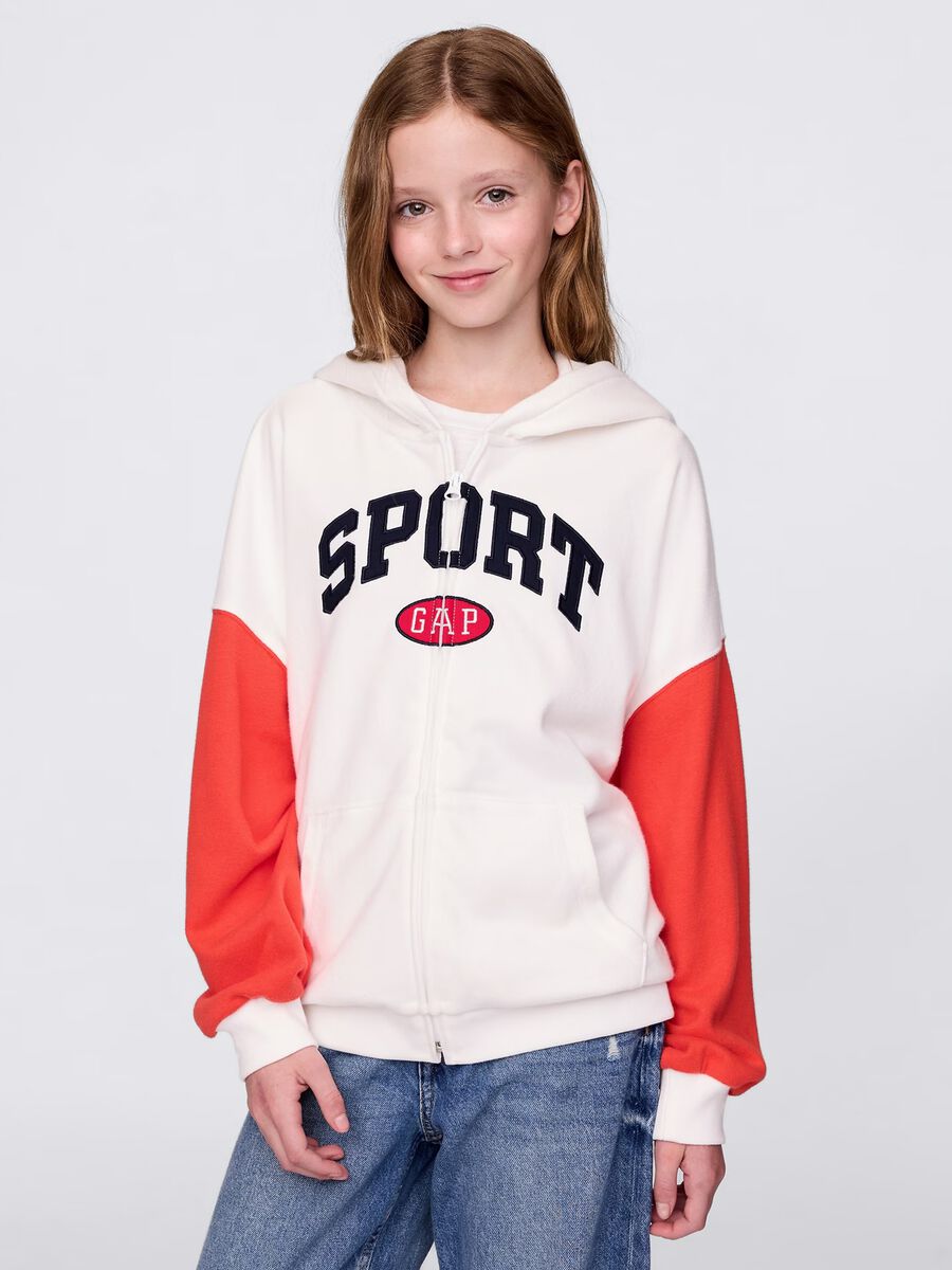 Felpa con cappuccio bianco e arancione GAP Kids Bambina_0