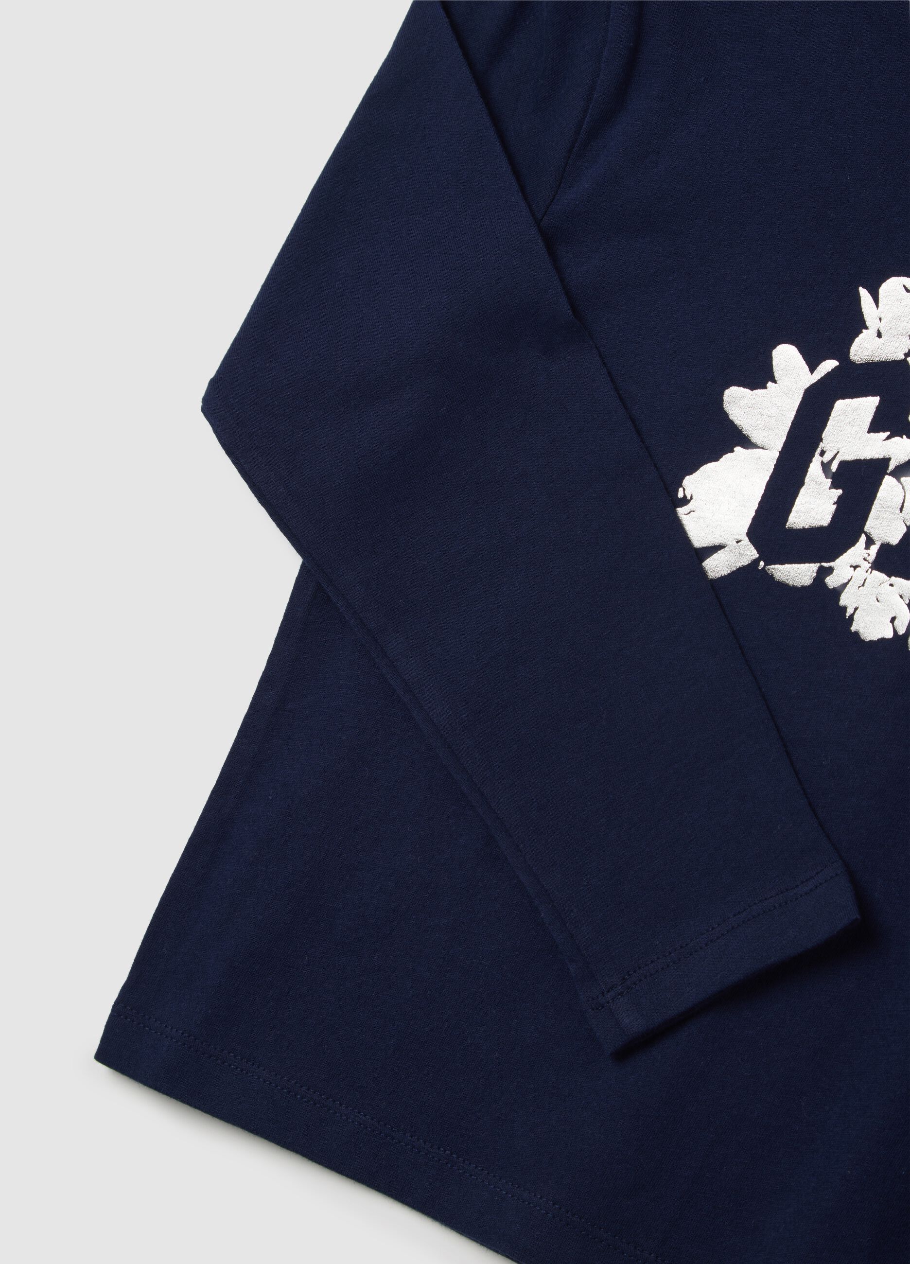 Blue T-shirt with long sleeves and logo_2