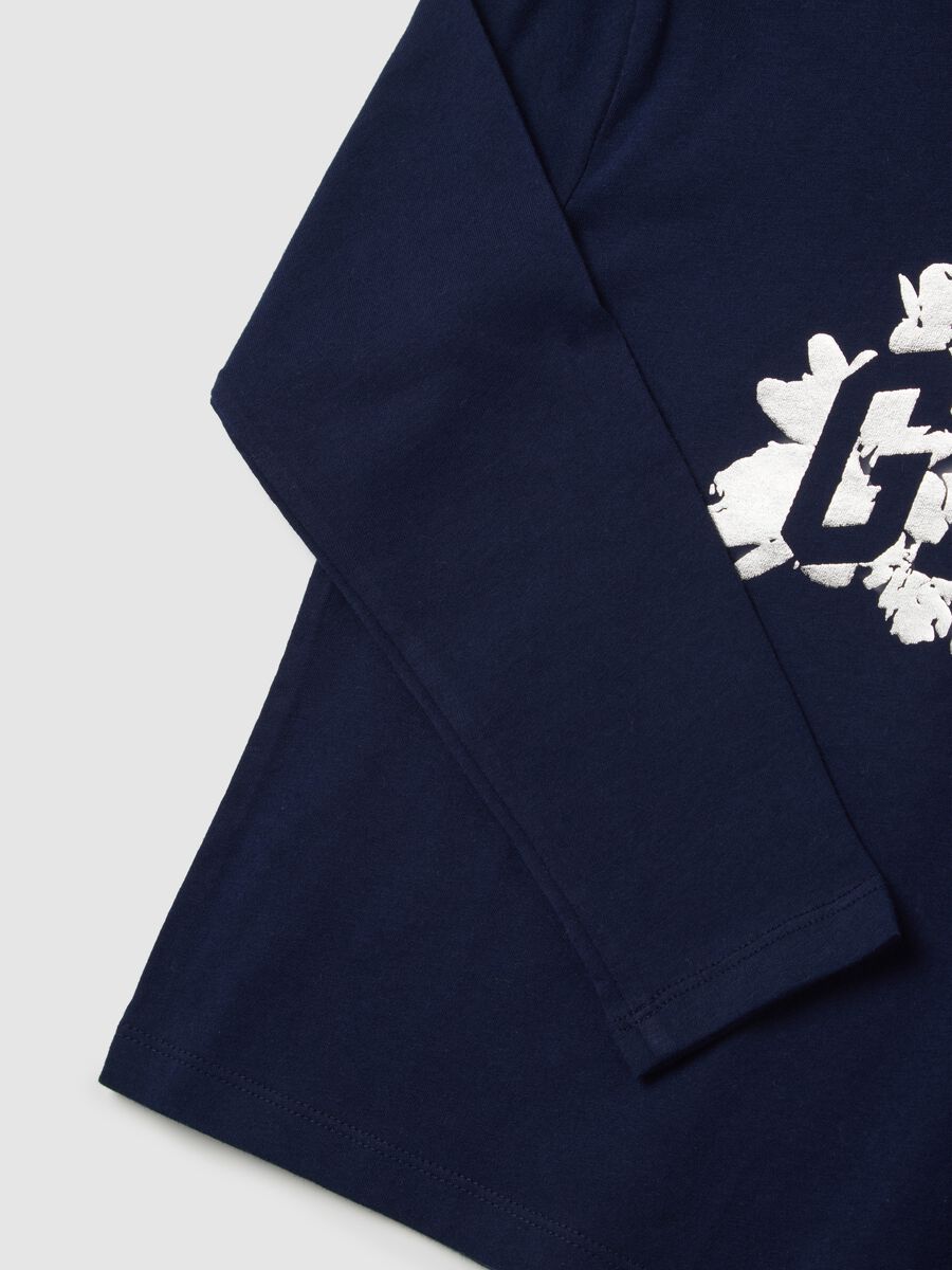 Blue T-shirt with long sleeves and logo Baby Girl_2