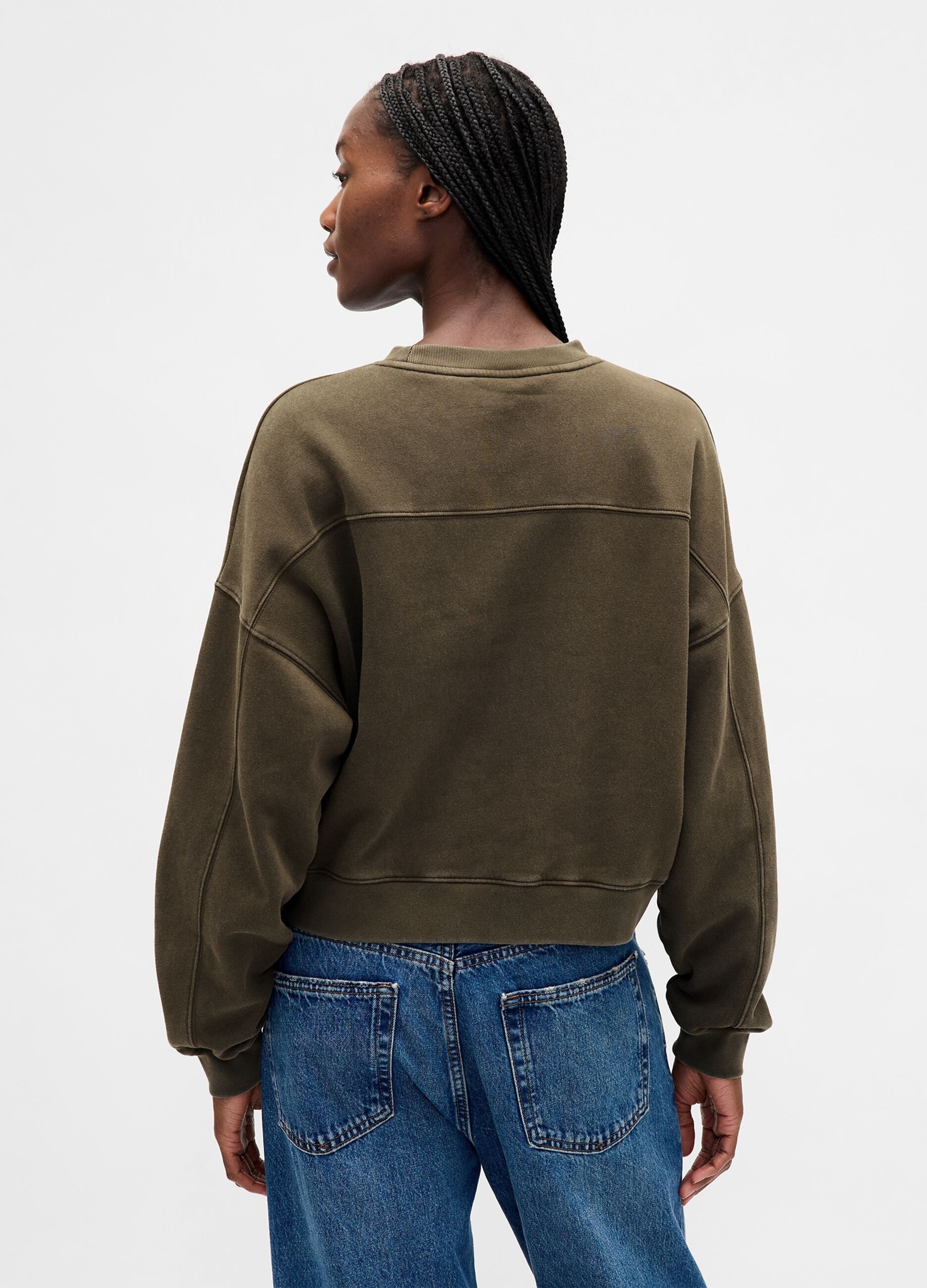 Green sweatshirt with round neck_1