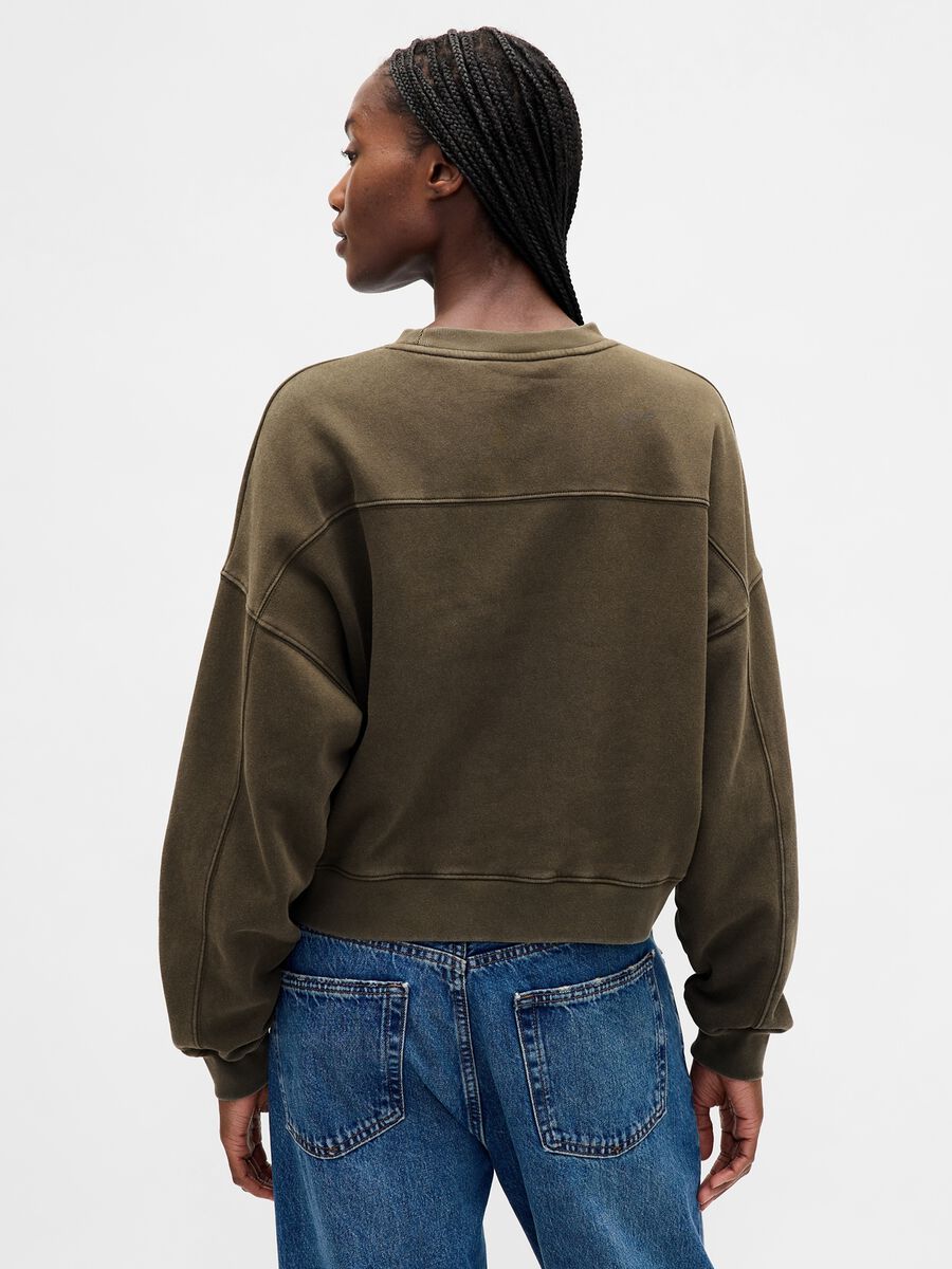 Green sweatshirt with round neck Woman_1