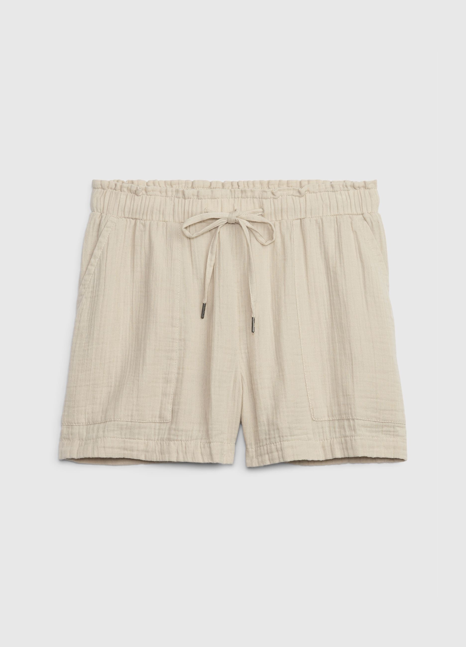 Shorts in garza di cotone effetto crinkle_4