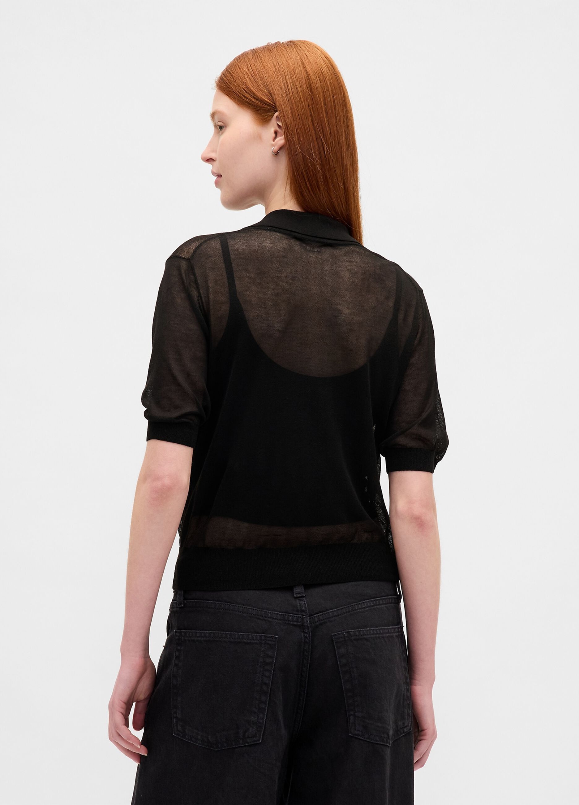 Polo nera in misto acrilico