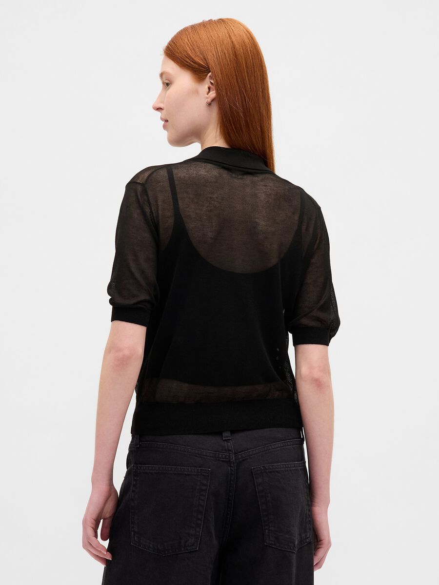 Black Polo in Acrylic Blend Woman_1