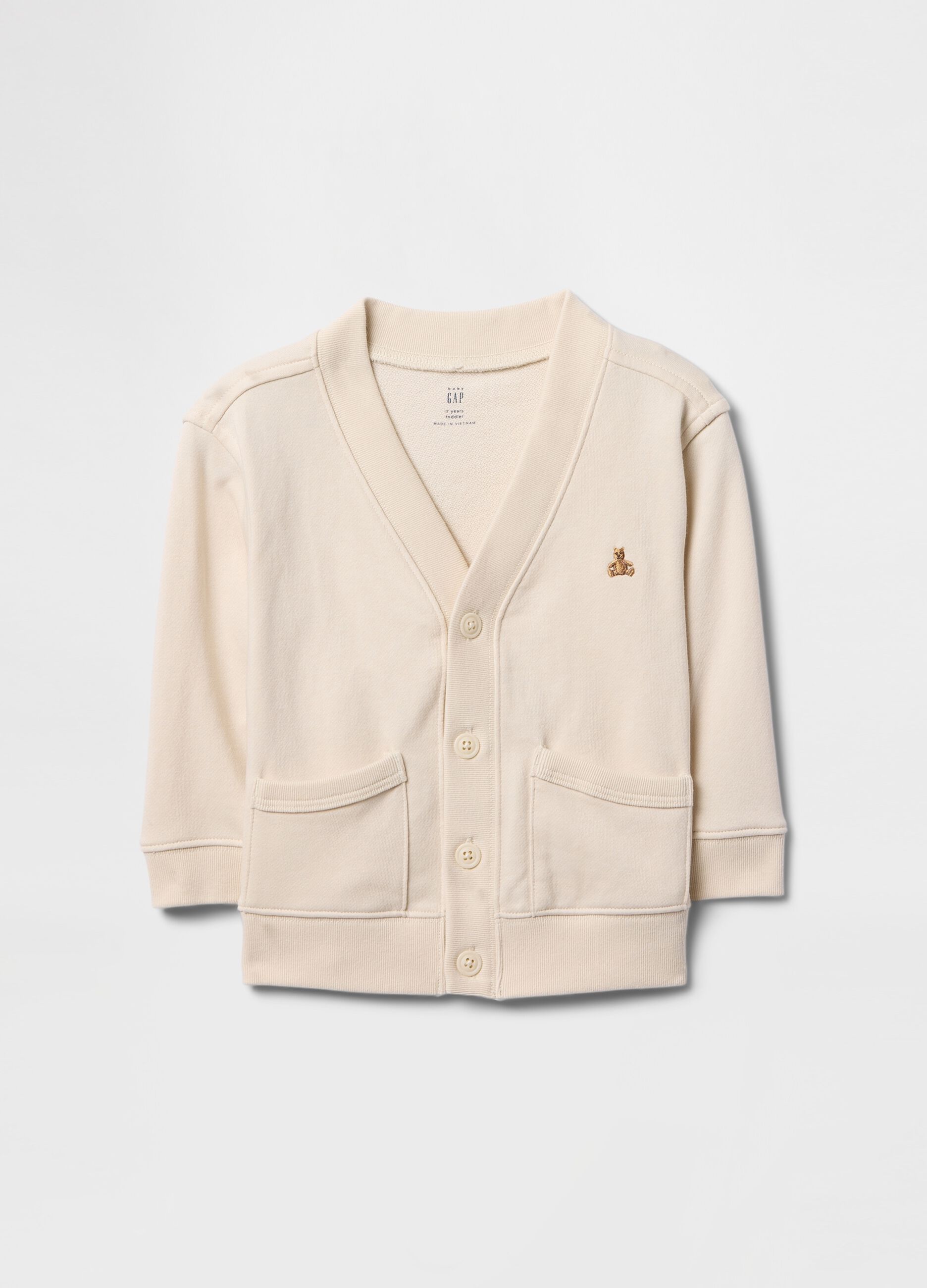Cardigan beige in puro cotone per bambini