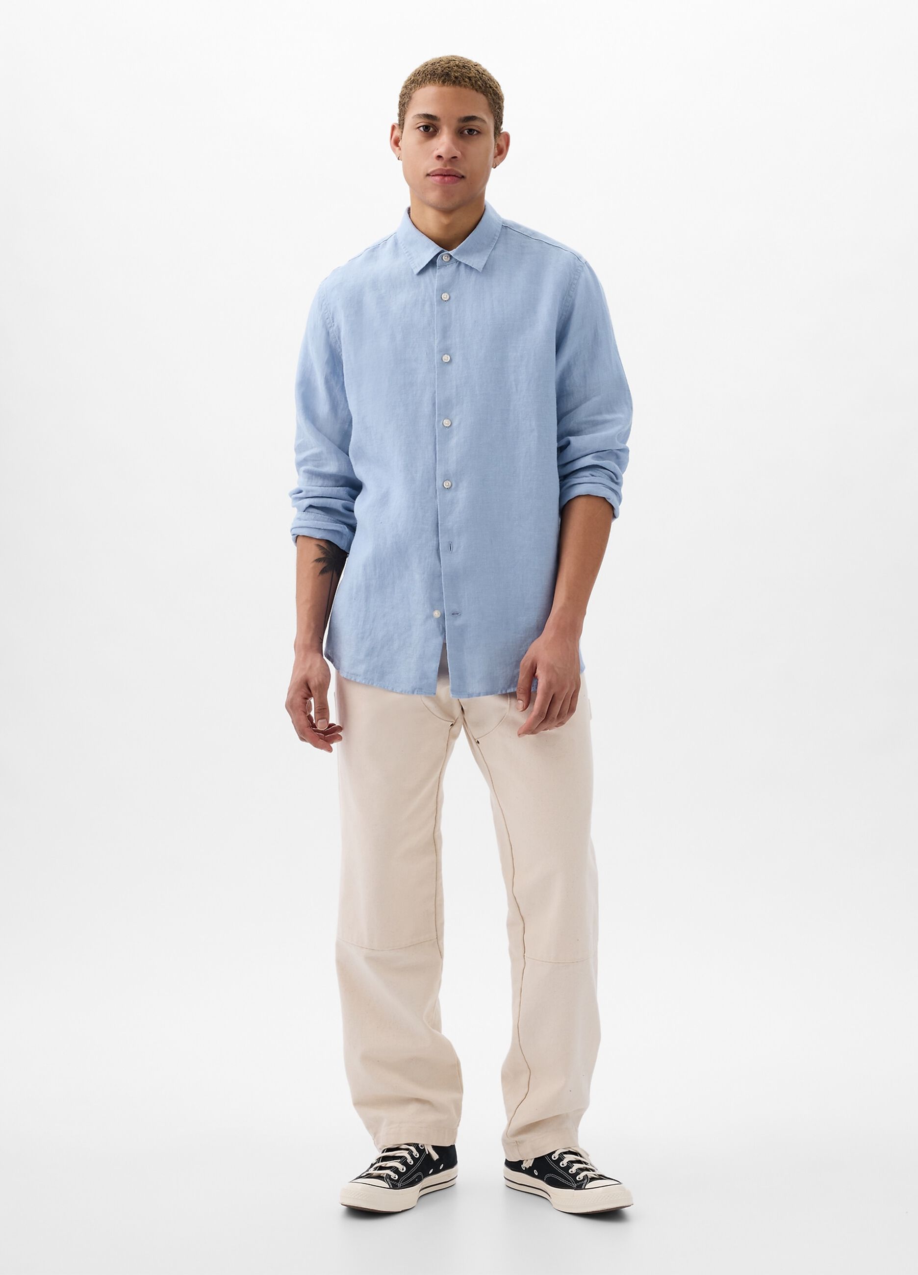 Camicia regular fit in lino_1