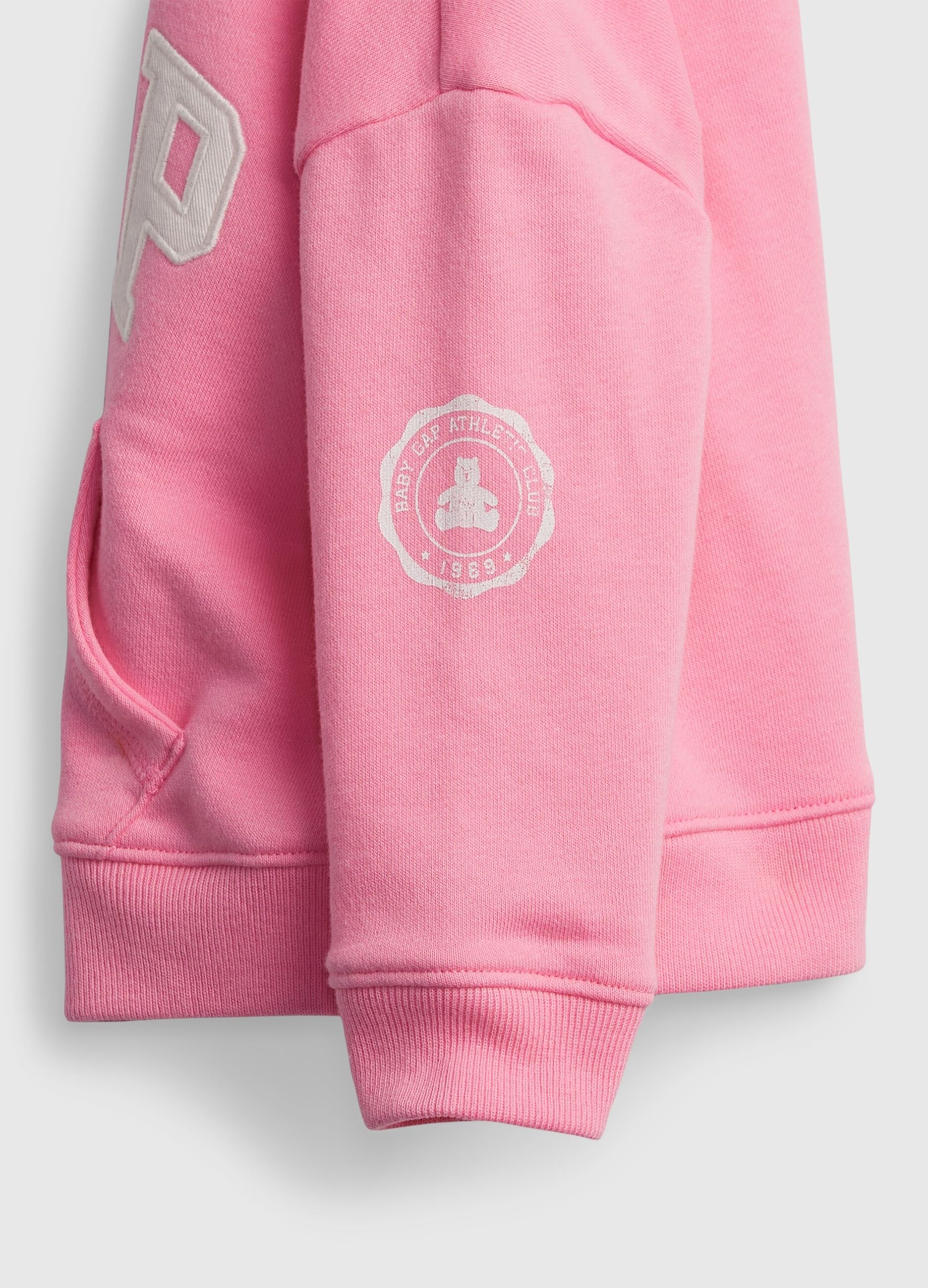 Full-zip plush hoodie with logo patch