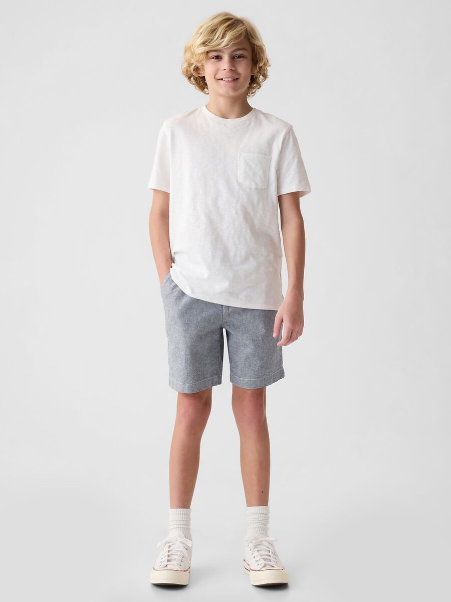 Bermuda in lino e viscosa con vita stretch Bambino_0