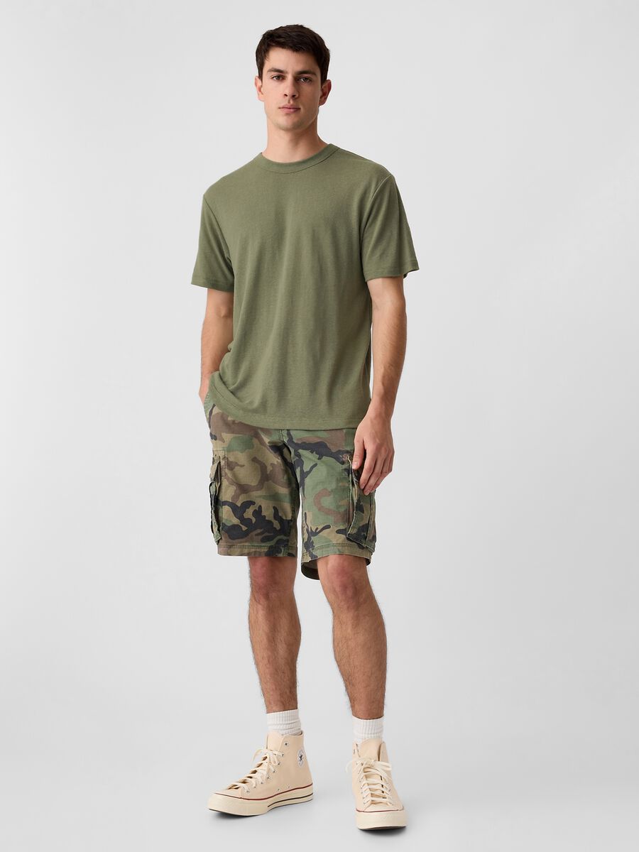 T-shirt girocollo in misto lino Uomo_1