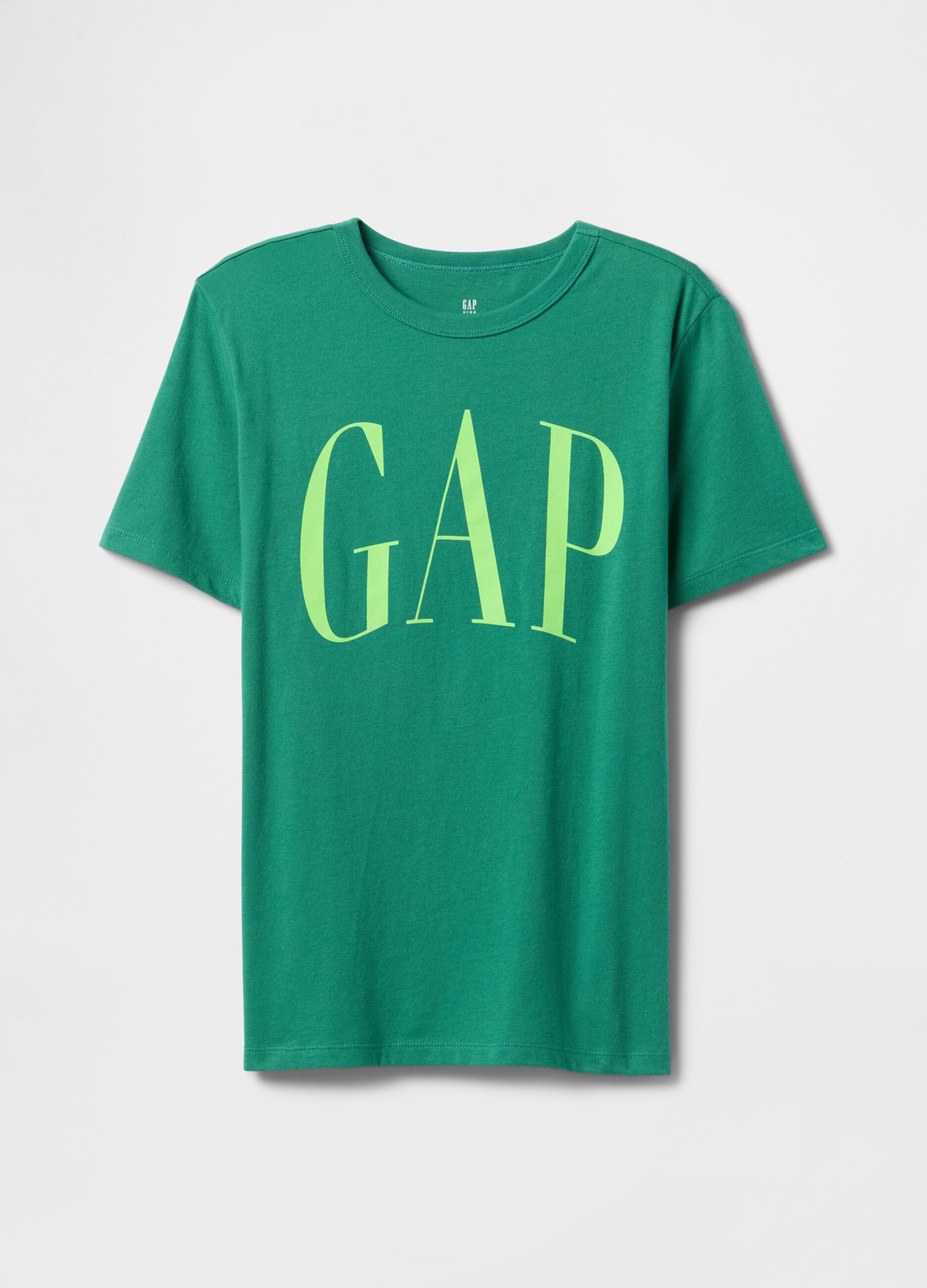 T-shirt verde in puro cotone con logo GAP