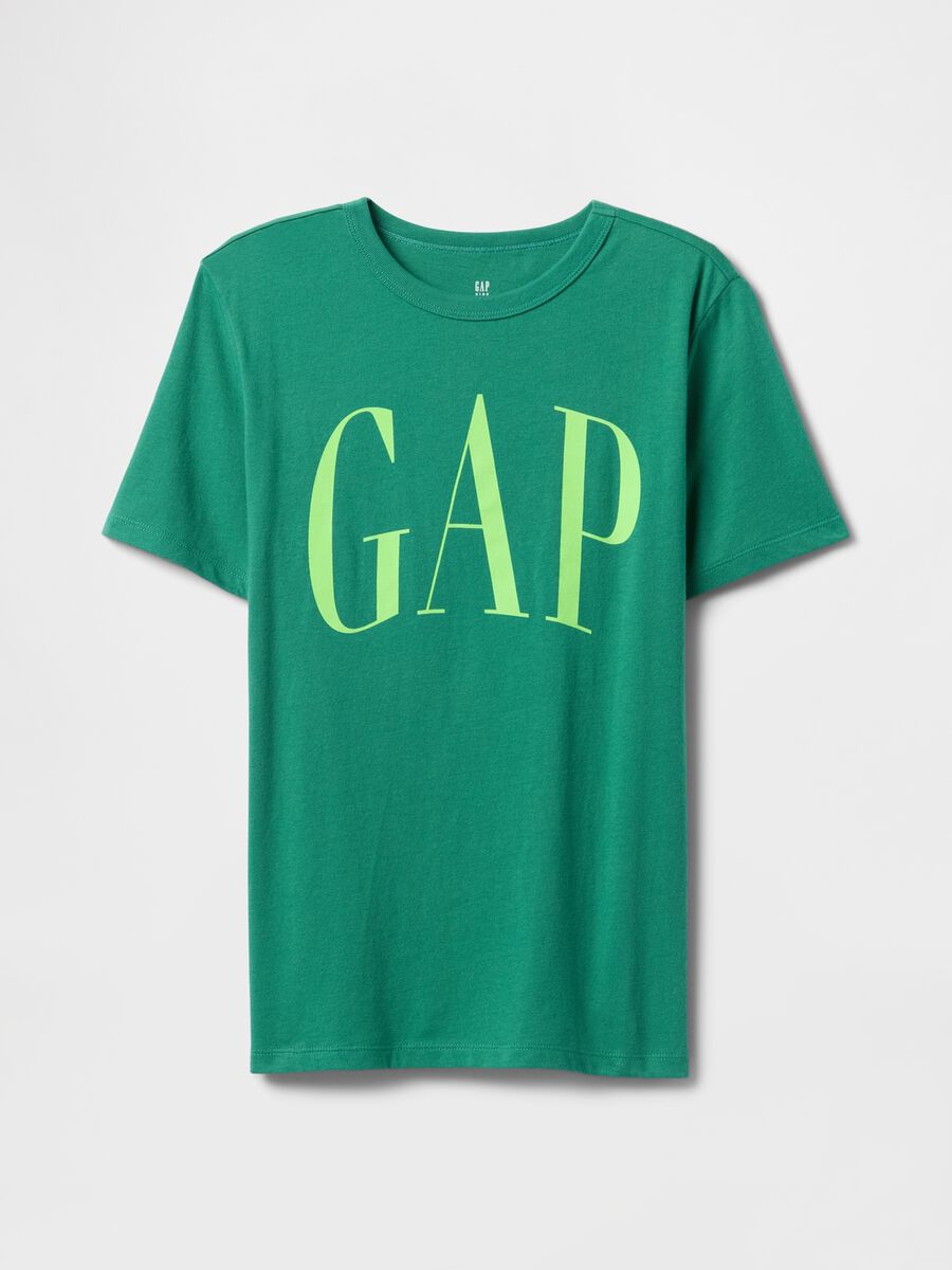 T-shirt verde in puro cotone con logo GAP Bambino_0