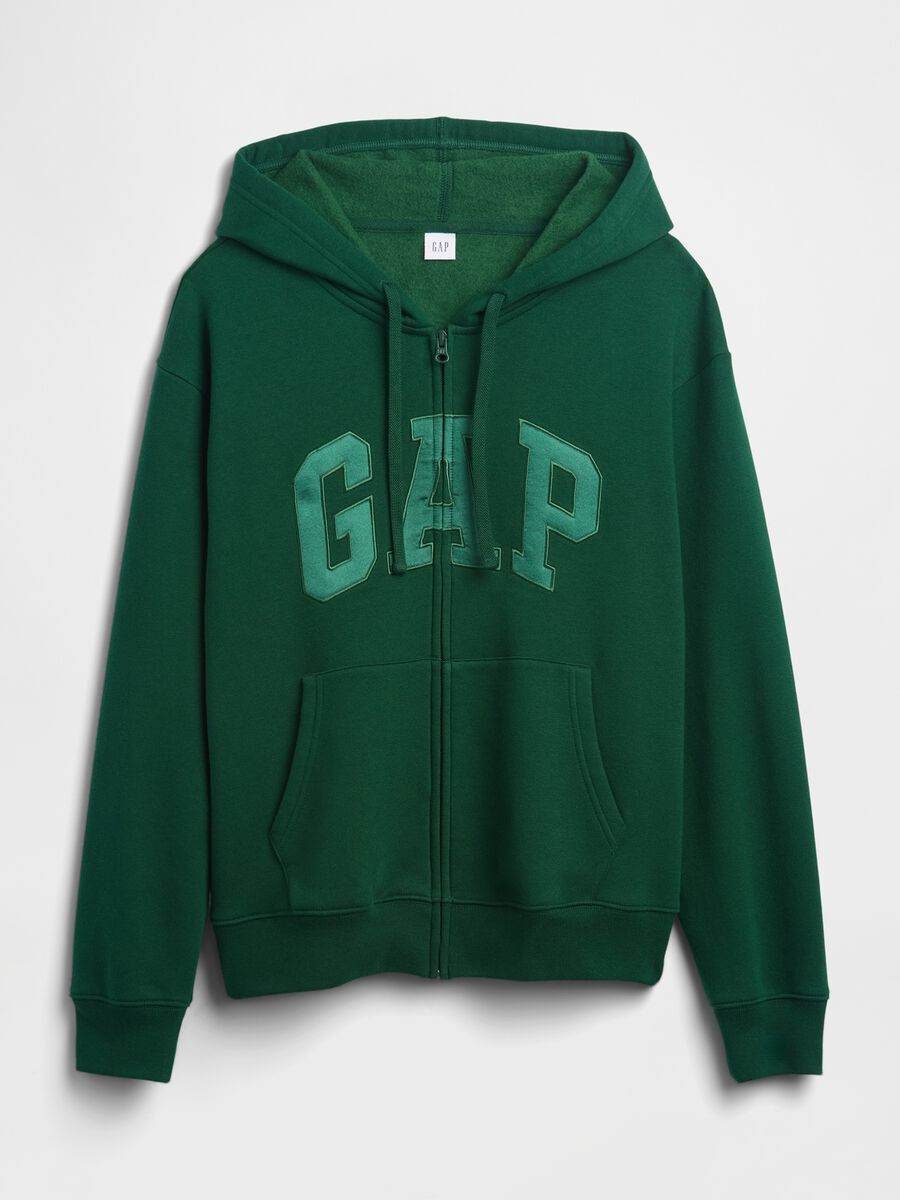 Green Hooded Sweatshirt with Full Zip Woman_4