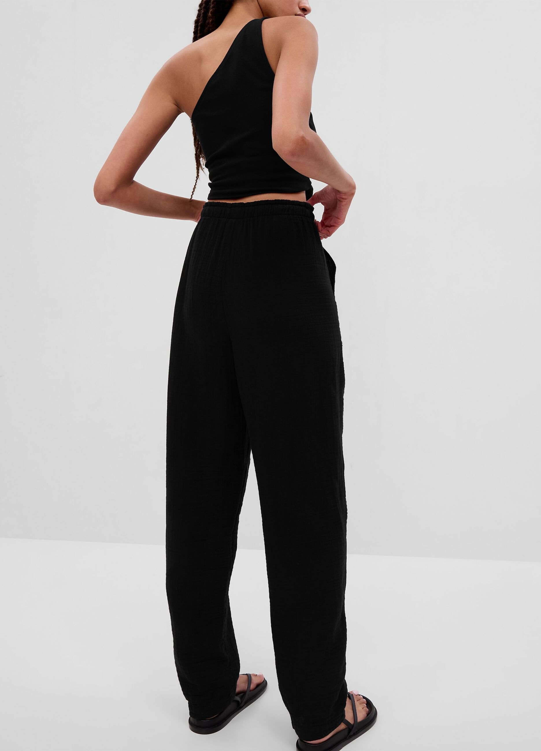 Straight-fit trousers in cotton gauze_1