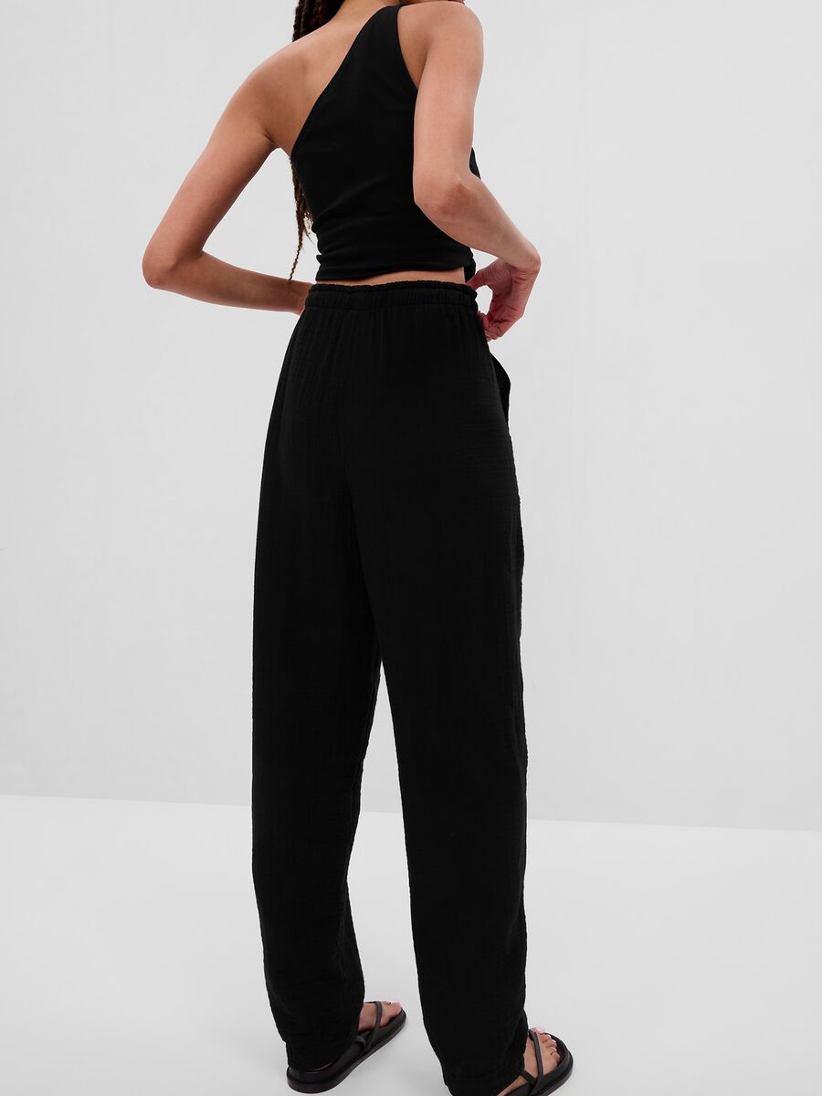 Straight-fit trousers in cotton gauze Woman_1