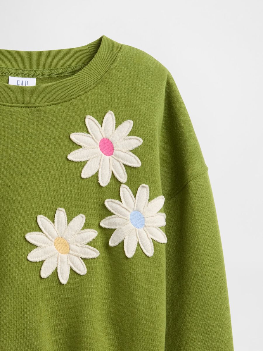 Felpa verde con fiori ricamati Bambina_2