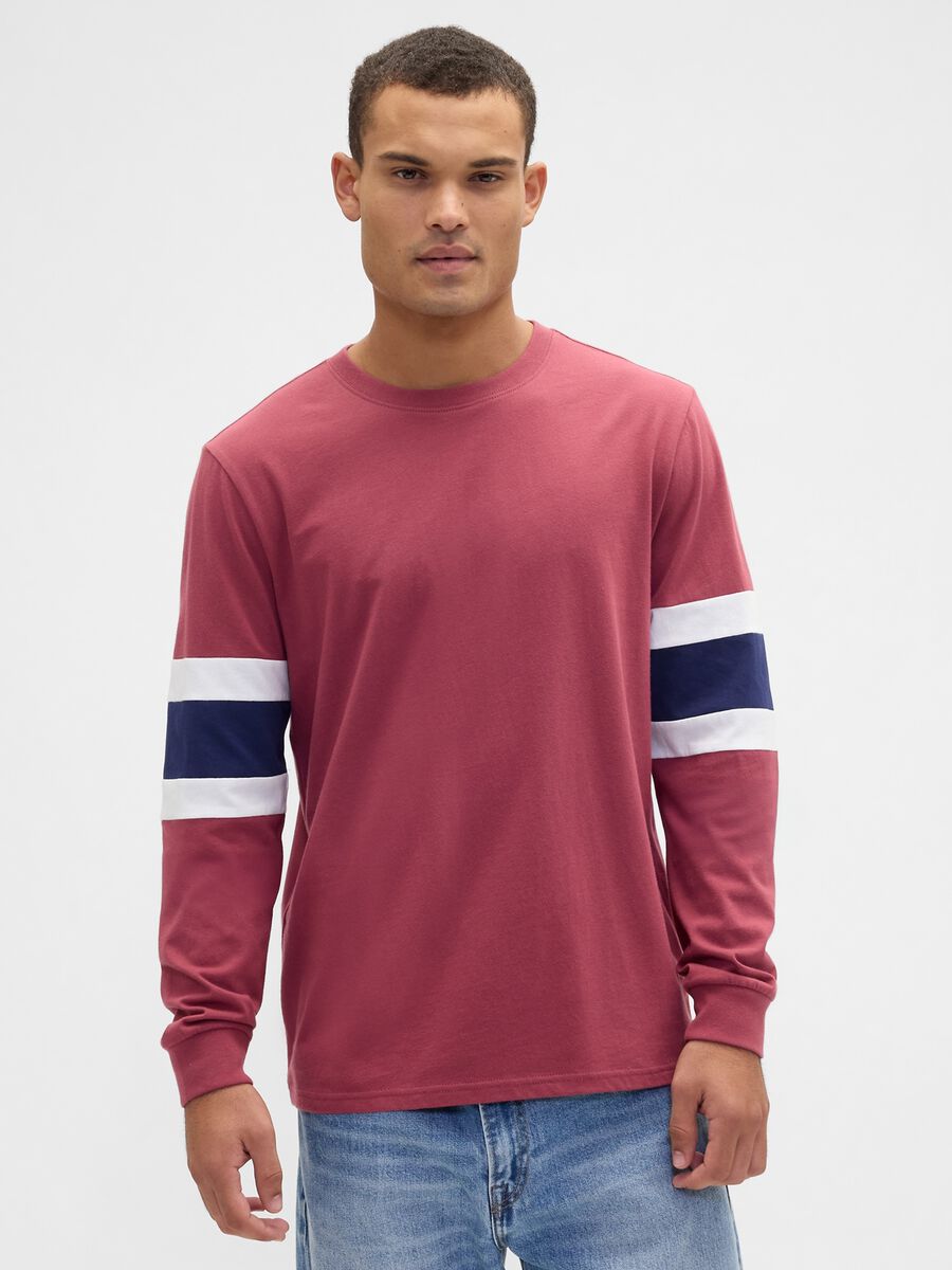 Maglia manica lunga rossa in cotone Uomo_0