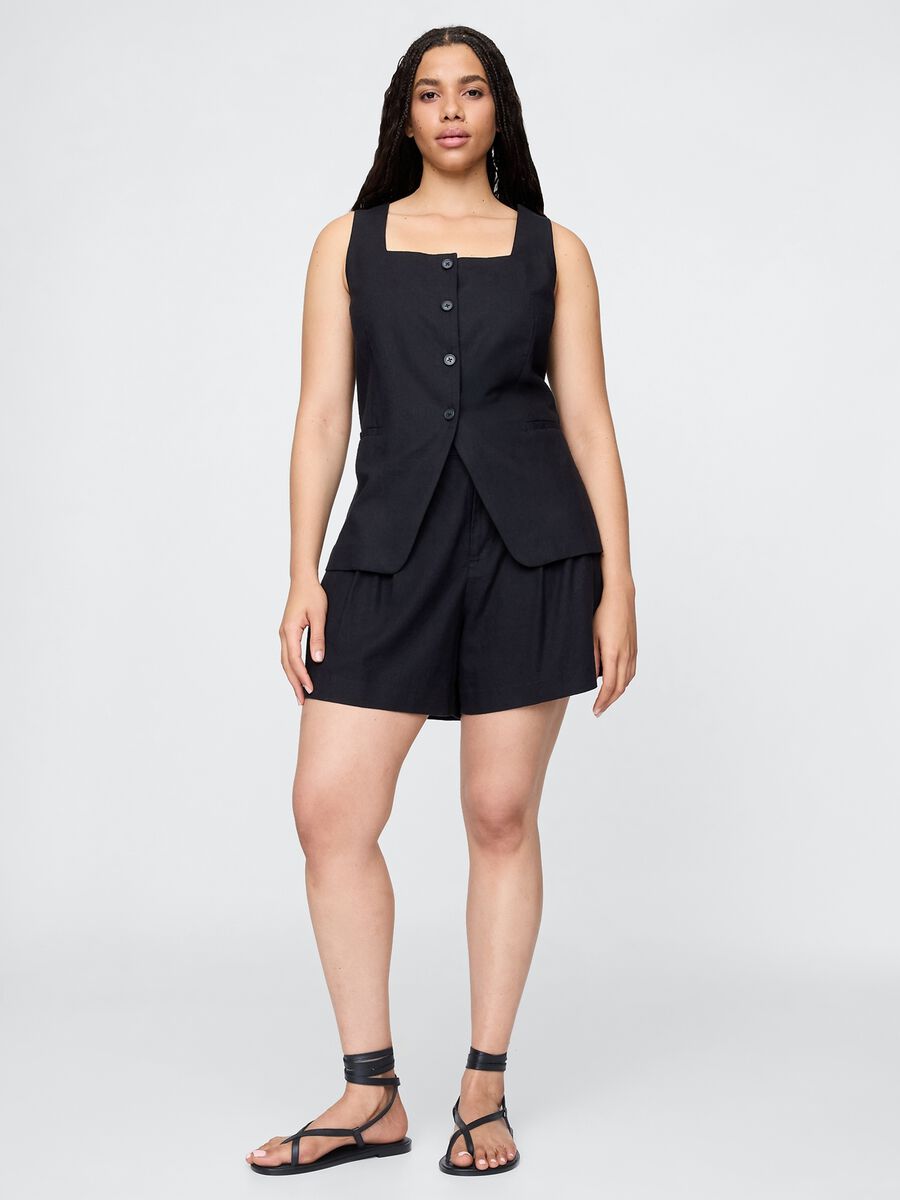 Completo nero estivo con gilet e shorts Donna_4