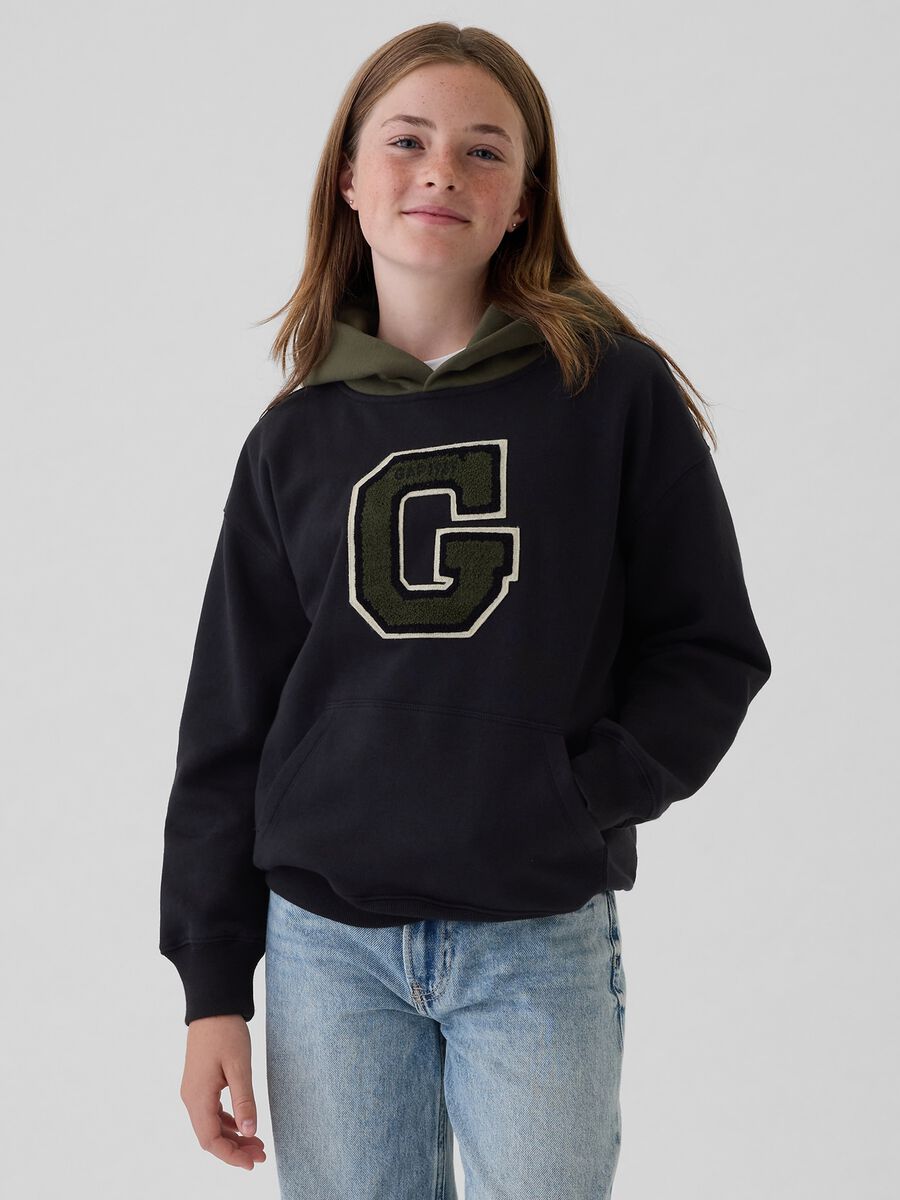 Felpa con cappuccio e patch logo Unisex_1