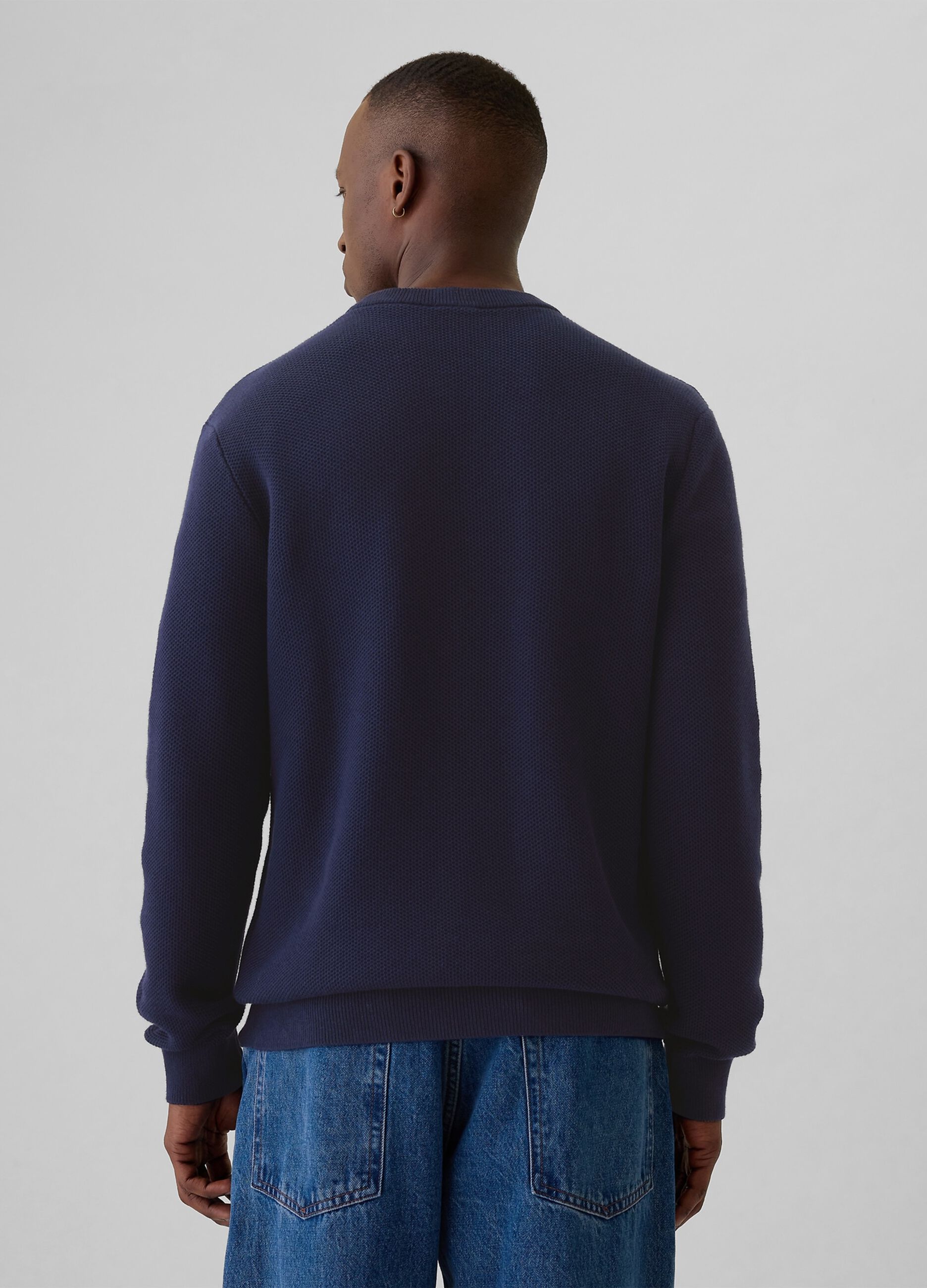 Pullover con micro trama a nido d'ape_2