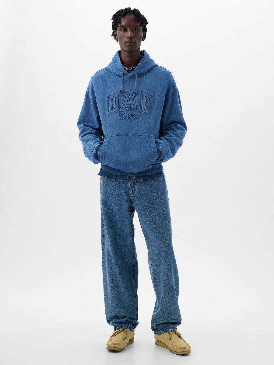 DAP x GAP Felpa in denim con cappuccio e logo Unisex_0