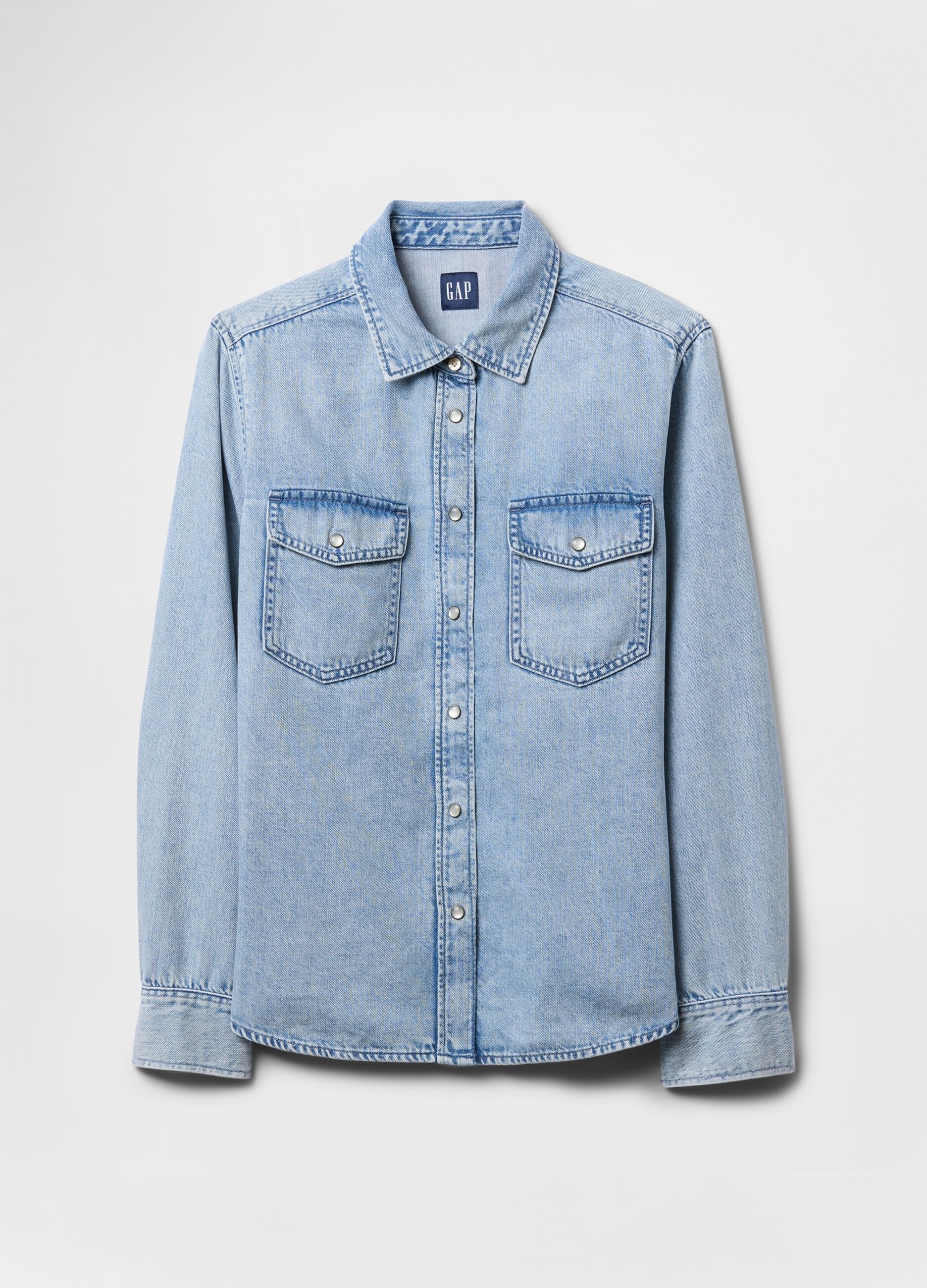 Camicia in denim con bottoni a pressione_3