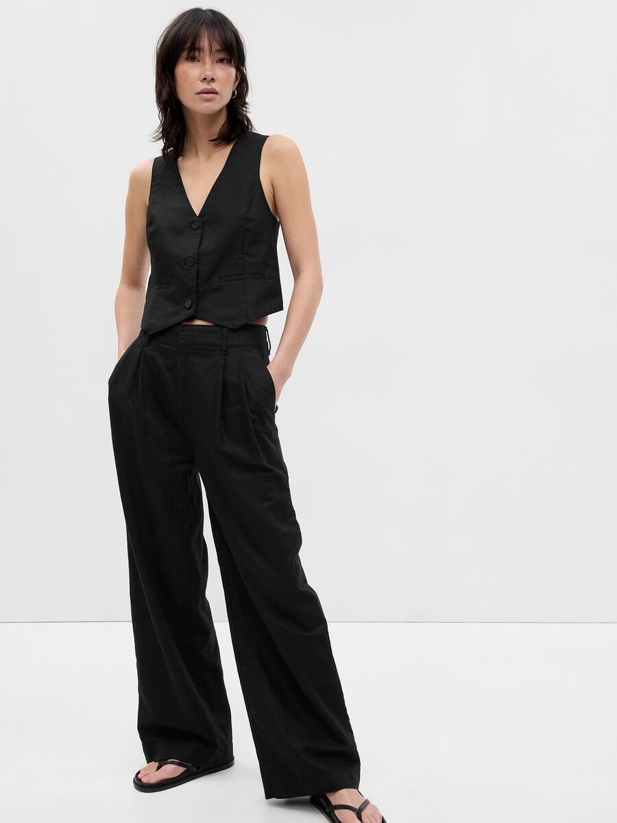 Wide-leg trousers with darts Woman_0
