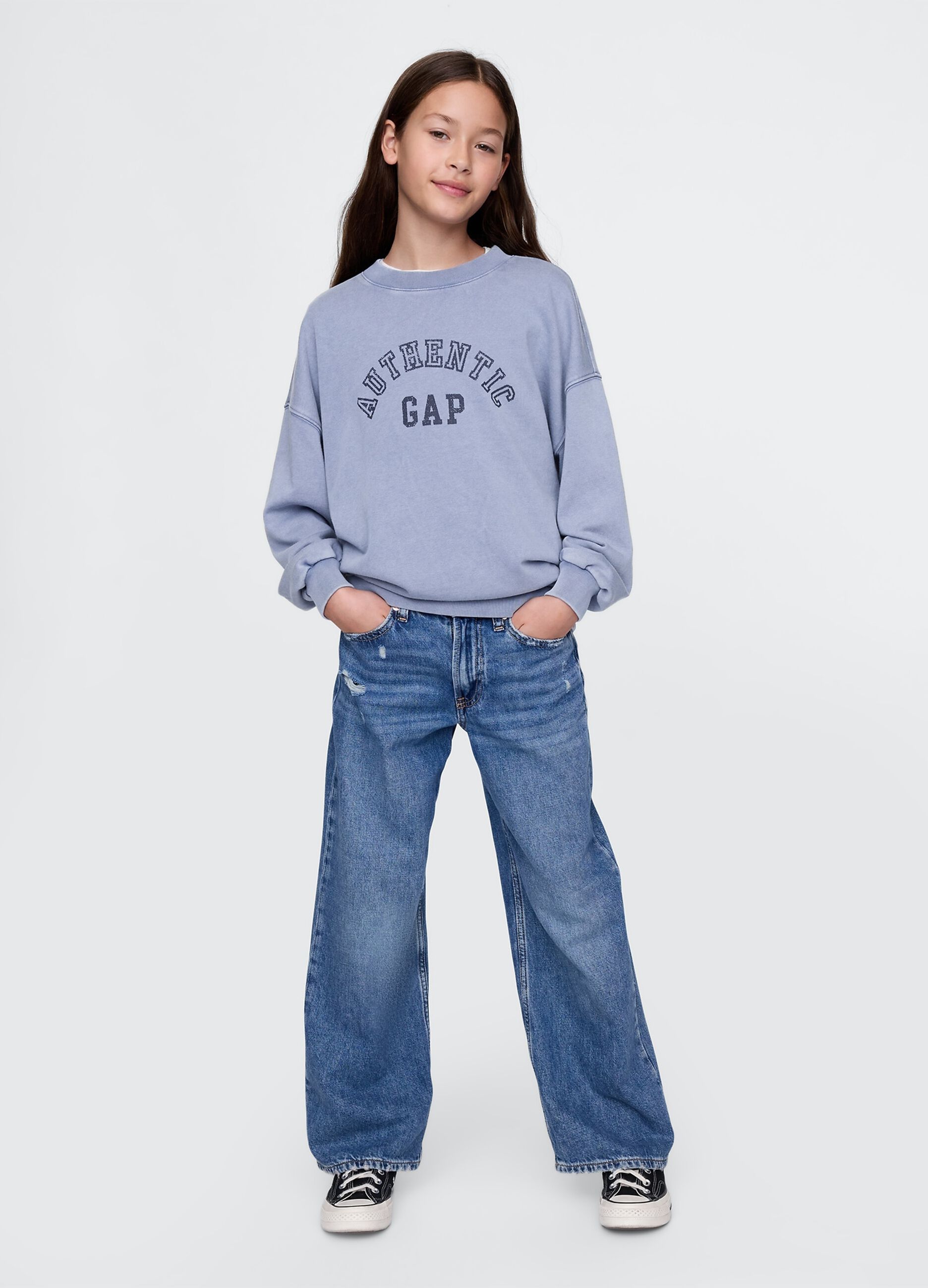 Felpa azzurra con logo Authentic GAP_1