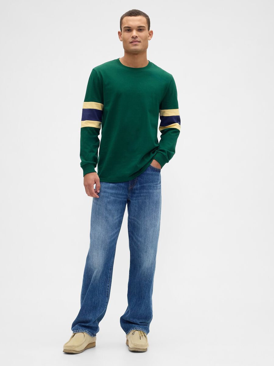 Maglia verde a maniche lunghe in cotone Uomo_2