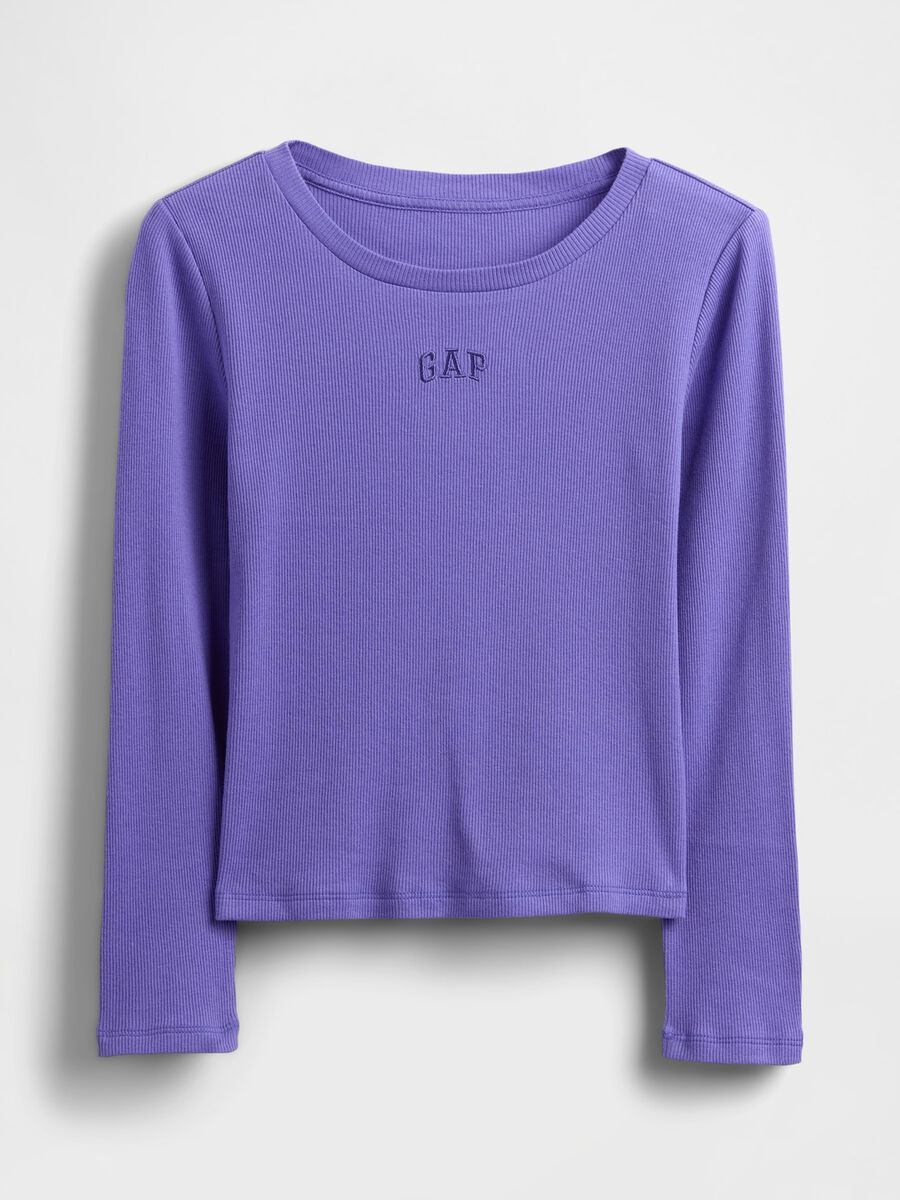 Purple Long-Sleeve Cotton T-Shirt Girl_2