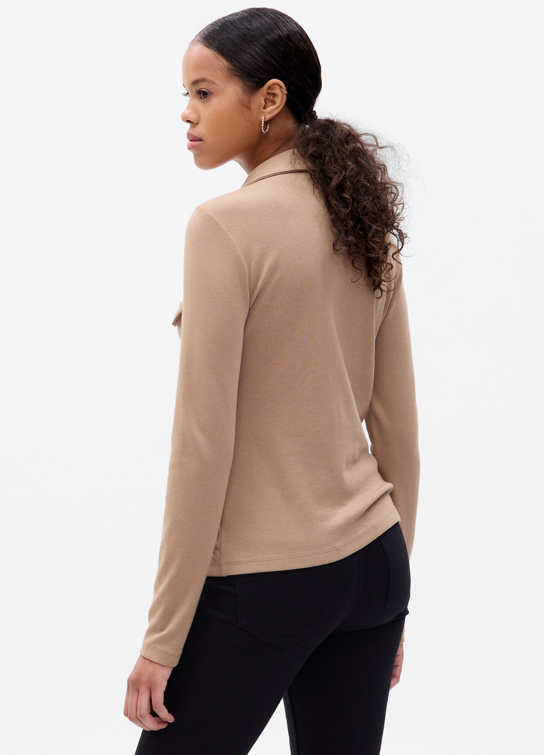 Long-sleeved T-shirt with collar_1
