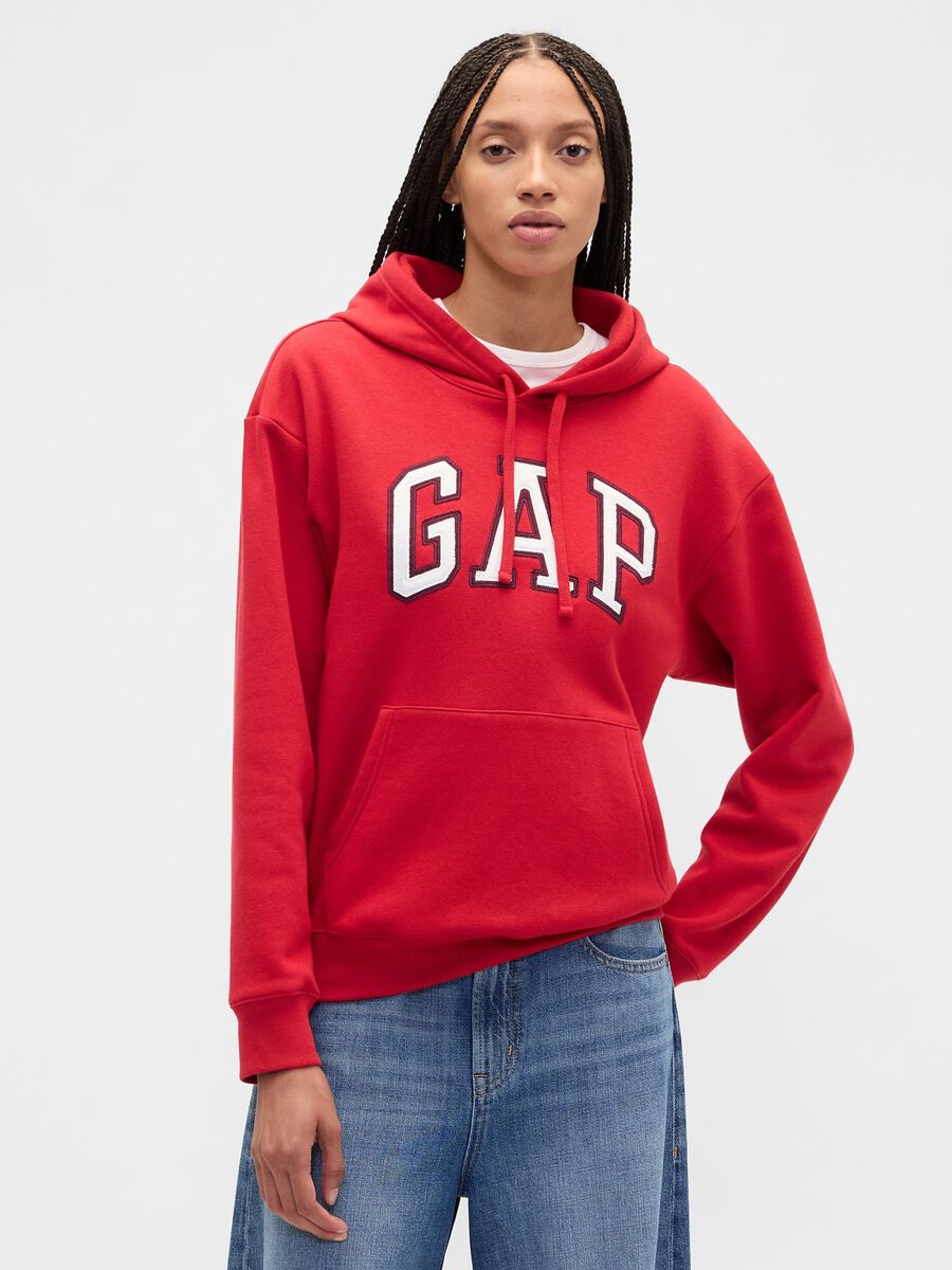 Felpa rossa con cappuccio Donna_0