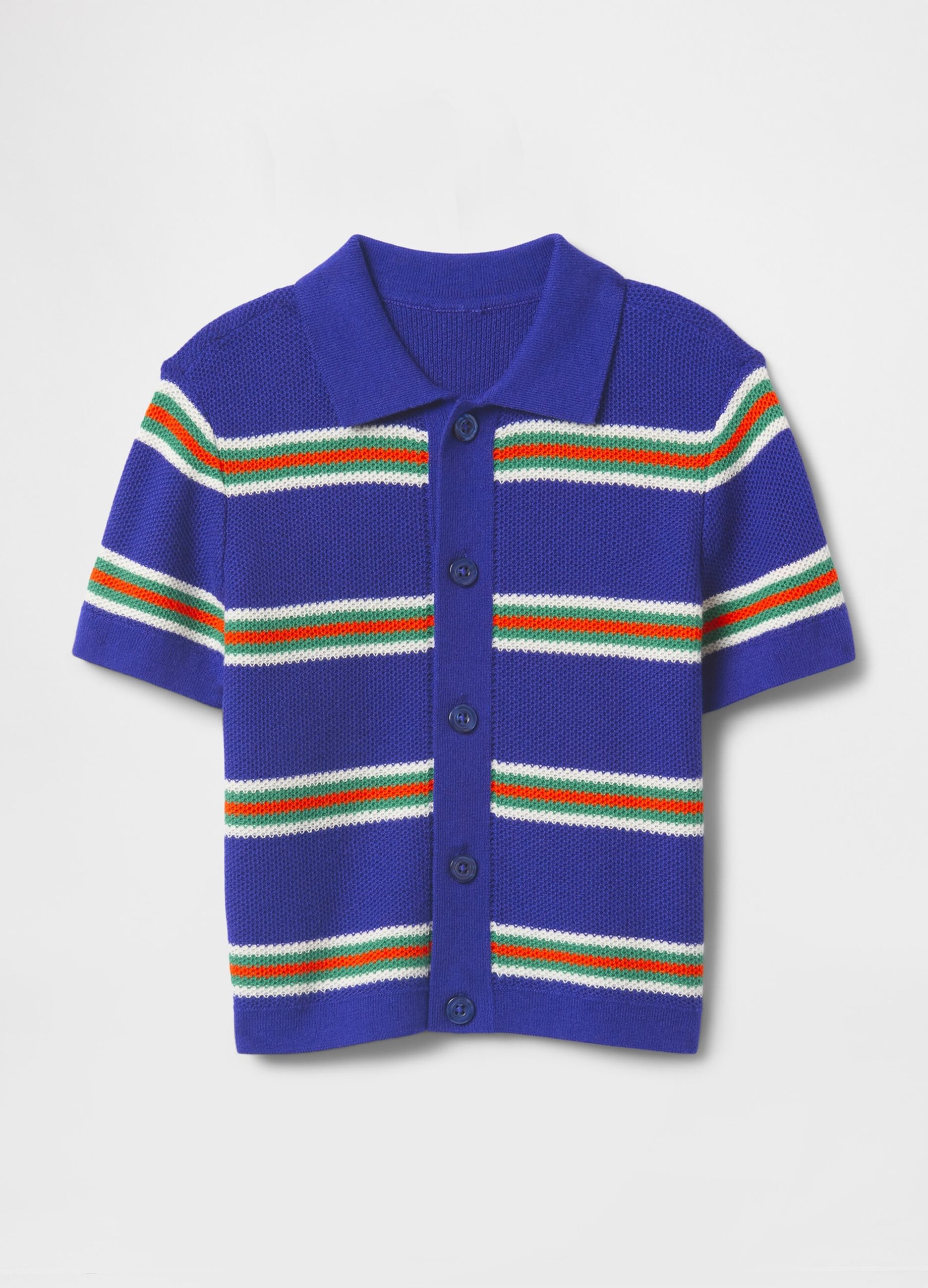 Polo a righe multicolor in puro cotone_1