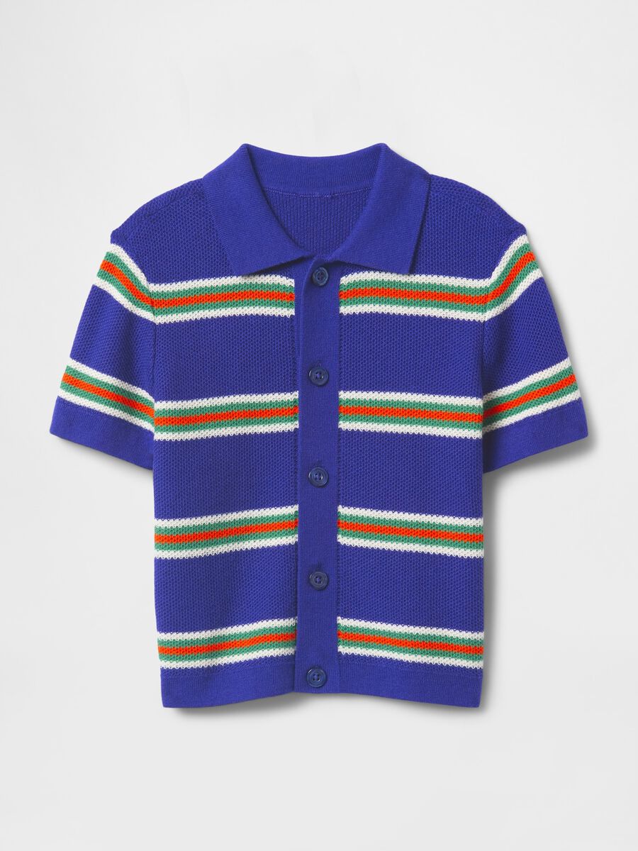 Polo a righe multicolor in puro cotone Bimbo_1