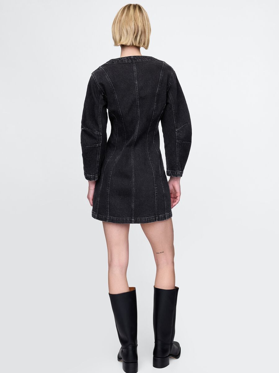 Abito denim nero con bottoni Gap Donna_2