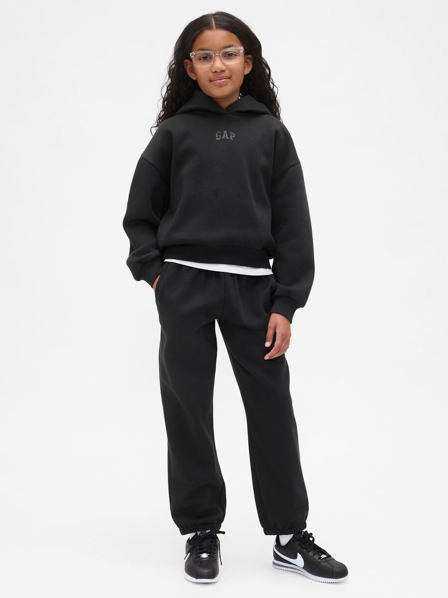 Black cotton blend trousers for girls Girl_0