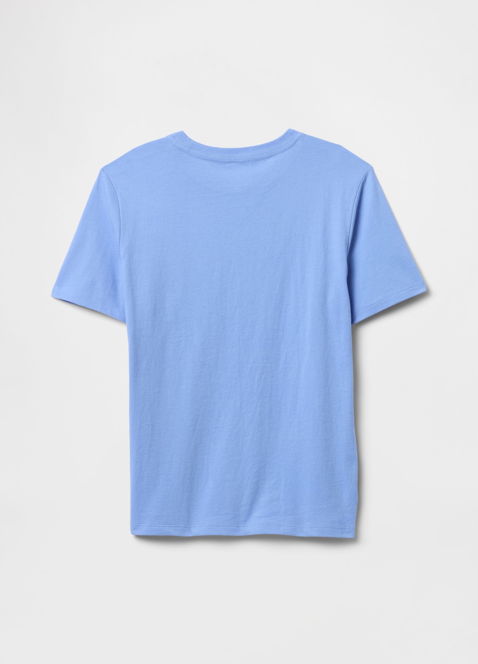 T-shirt a maniche corte azzurra in cotone_1