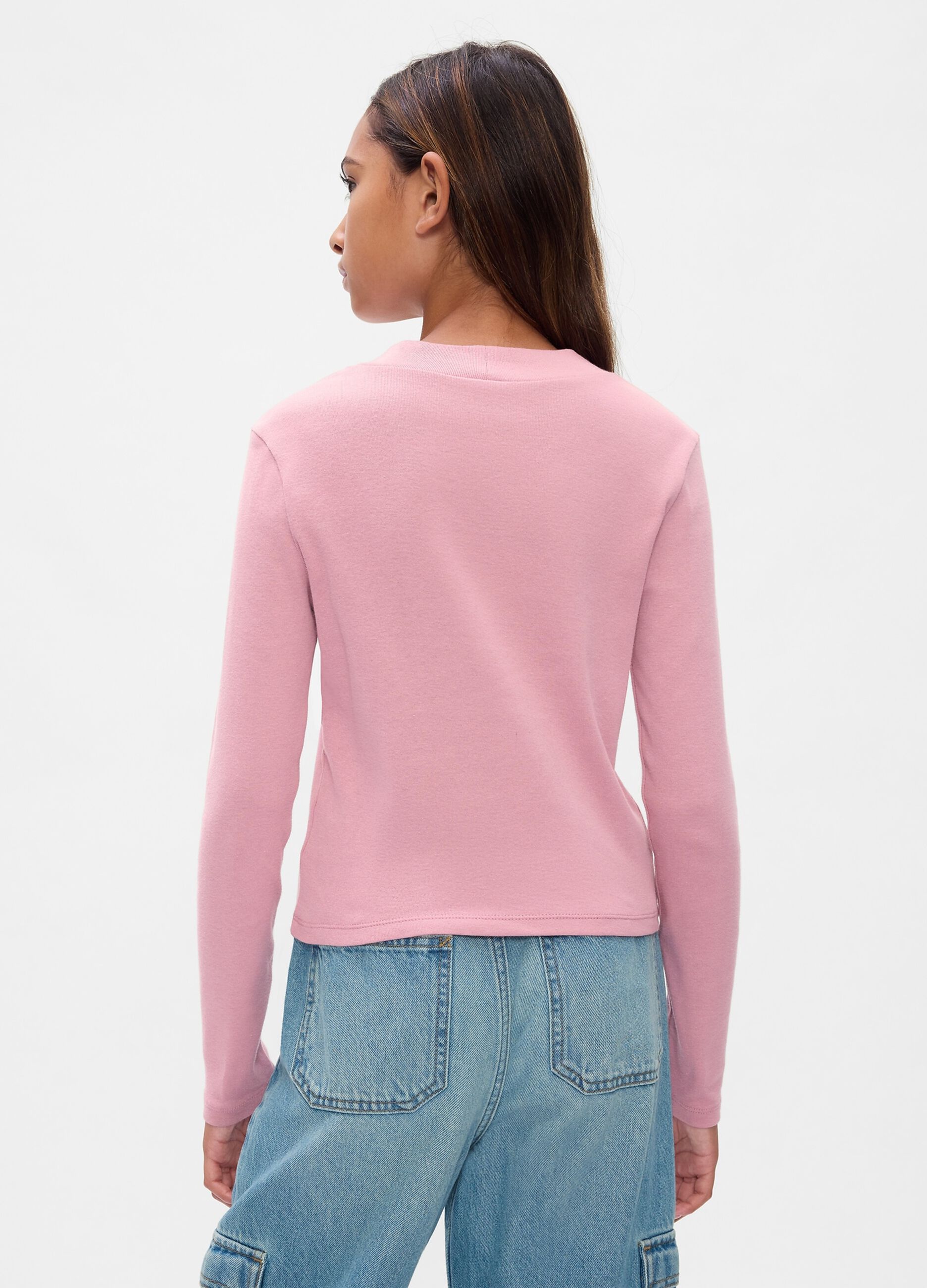 T-shirt mock neck con maniche lunghe_1