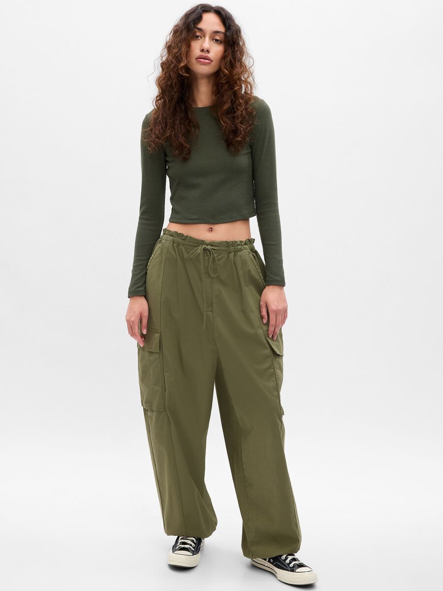 T-shirt cropped a maniche lunghe Donna_1