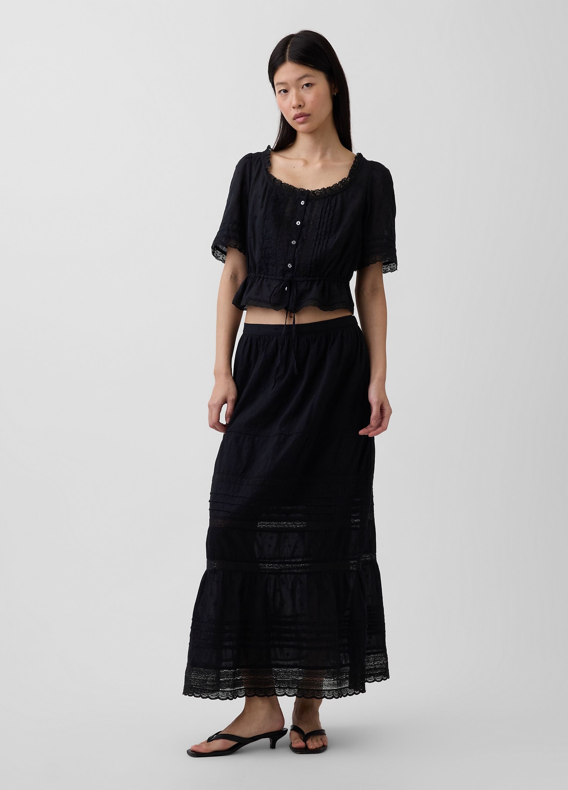 Blusa in puro cotone con pizzo