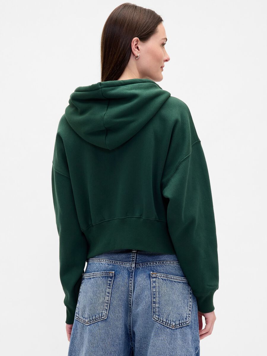 Green Knitted Hoodie with Zip Woman_1