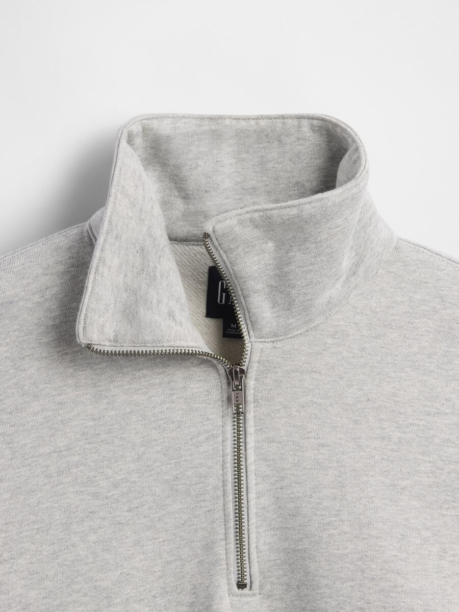Grey half-zip high-neck sweatshirt Man_1