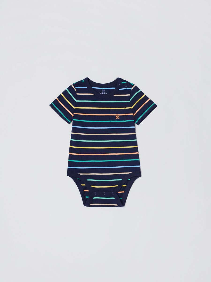 Cotton bodysuit with striped pattern Newborn_0