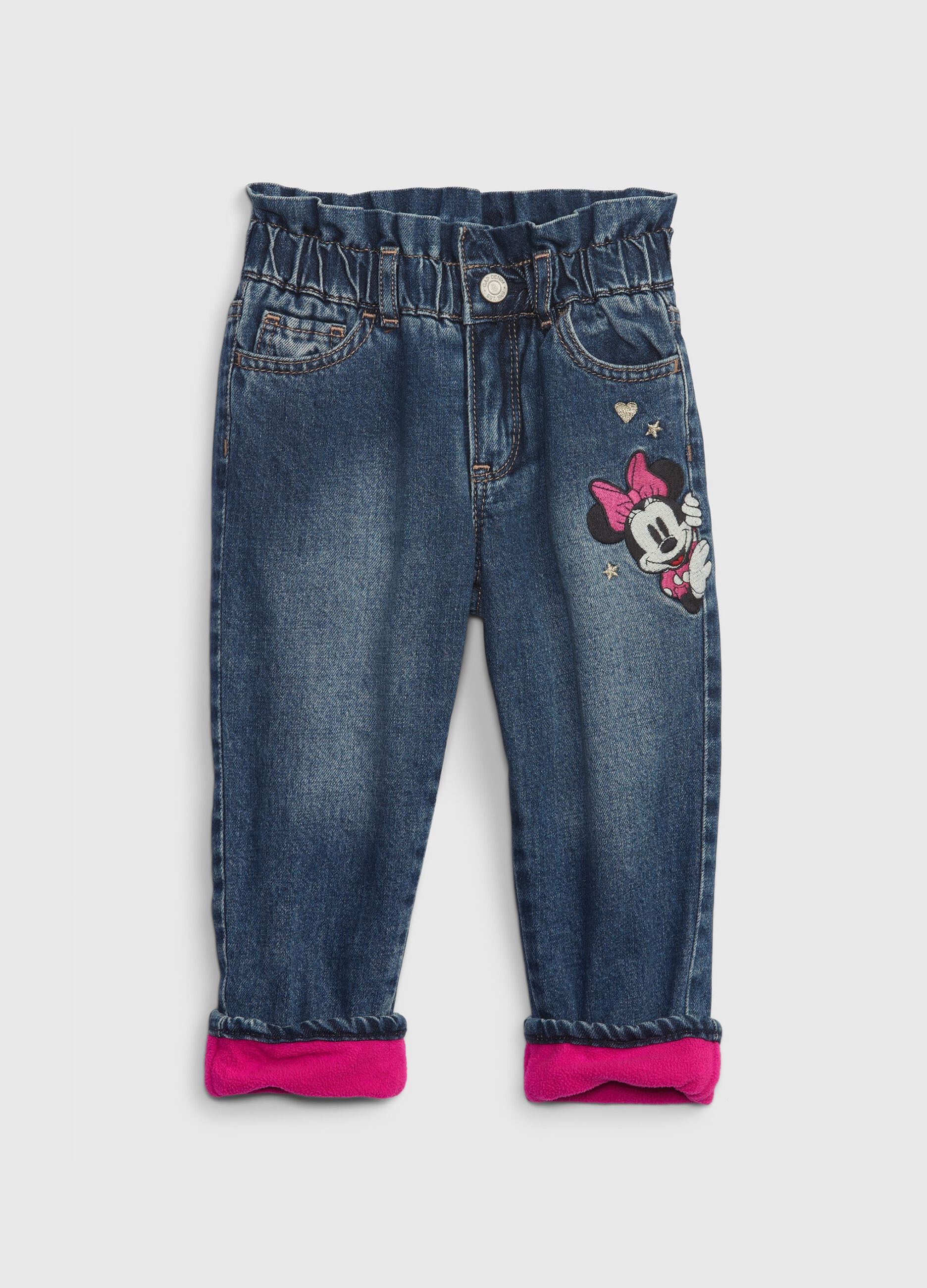 Mum-fit jeans with Disney Minnie Mouse patch