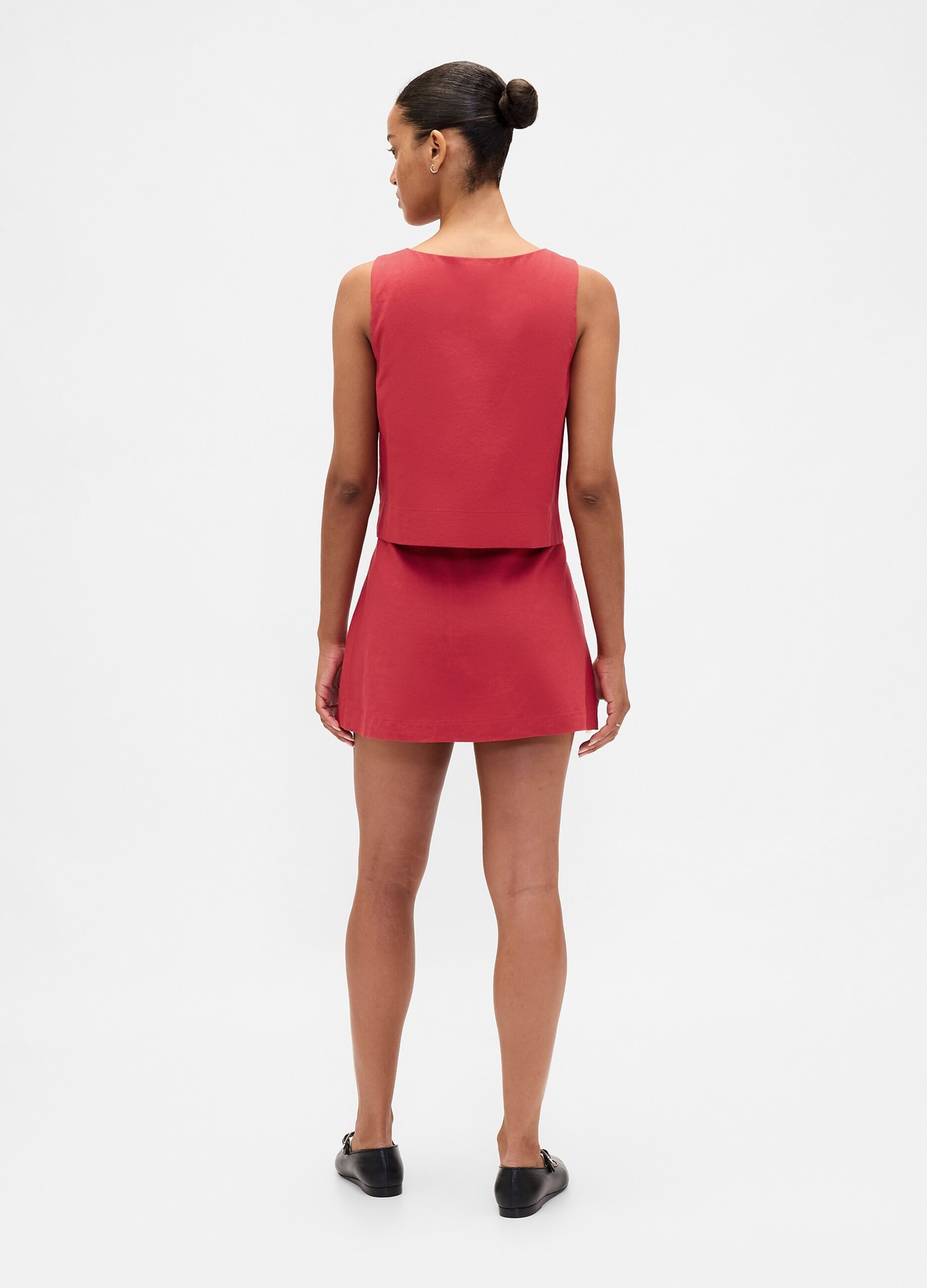 Gonna in misto lino rossa regular fit