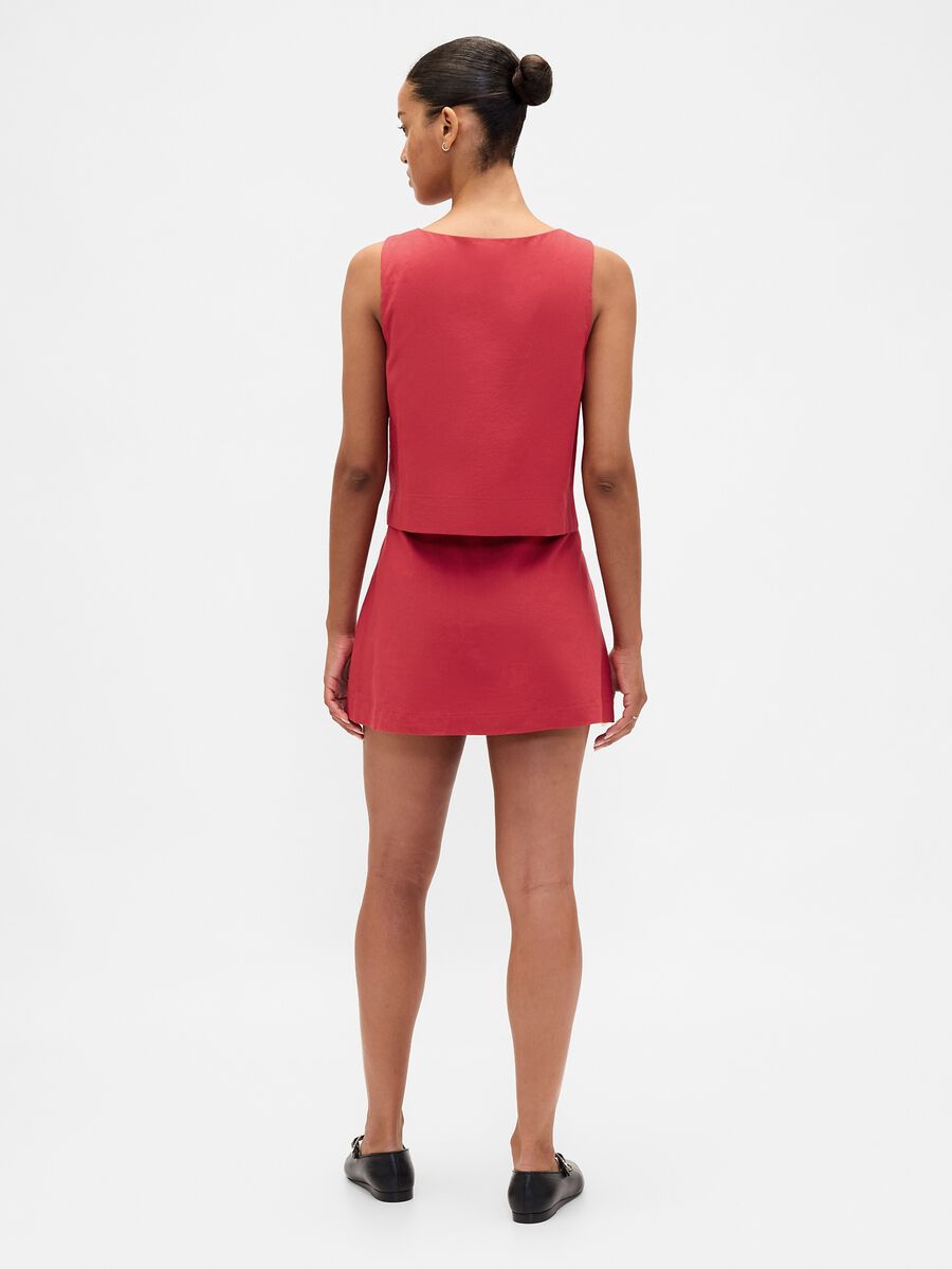 Gonna in misto lino rossa regular fit Donna_2