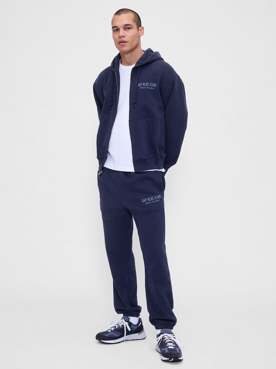 Blue Trousers in Cotton and Polyester Blend Man_0