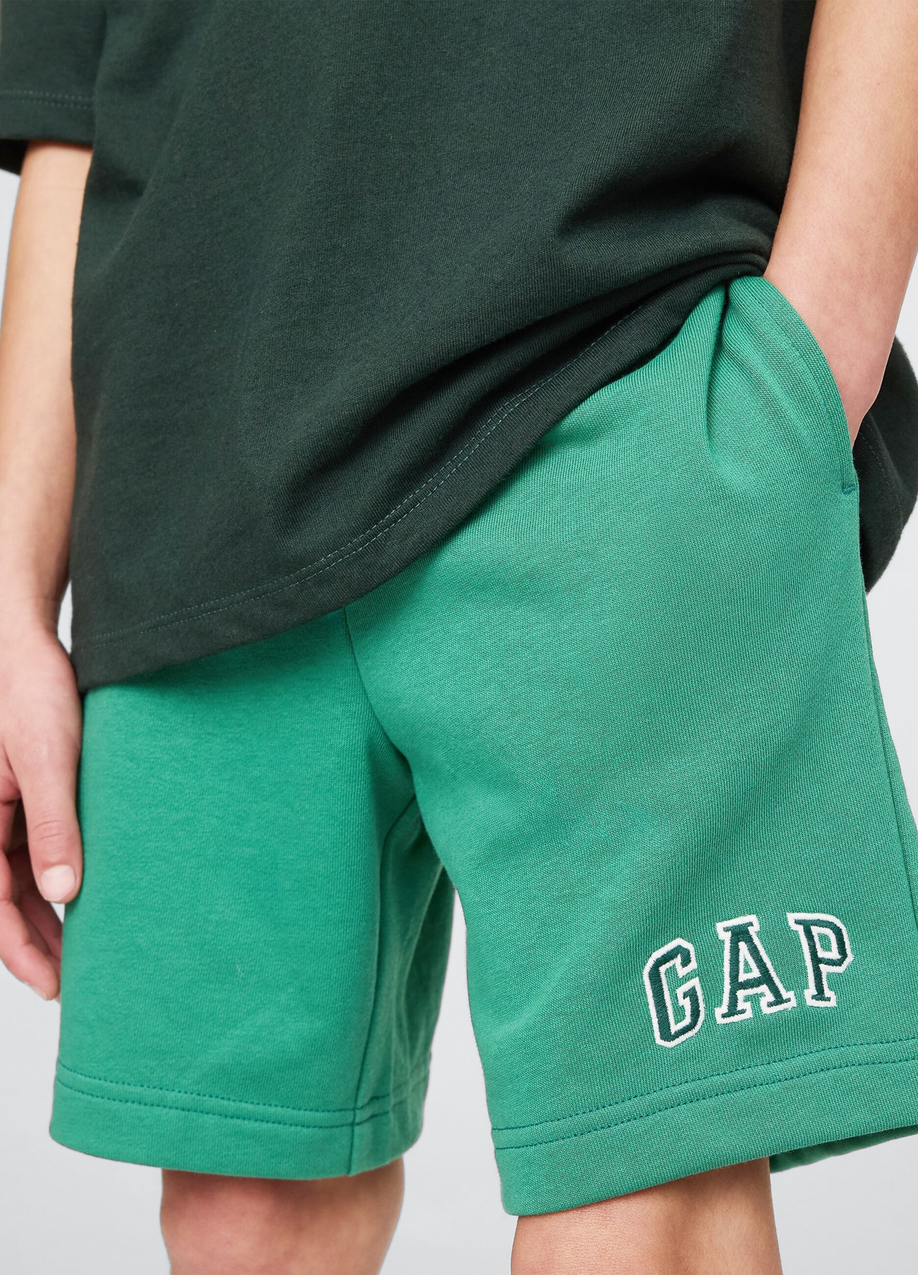 Shorts verdi in misto cotone_3